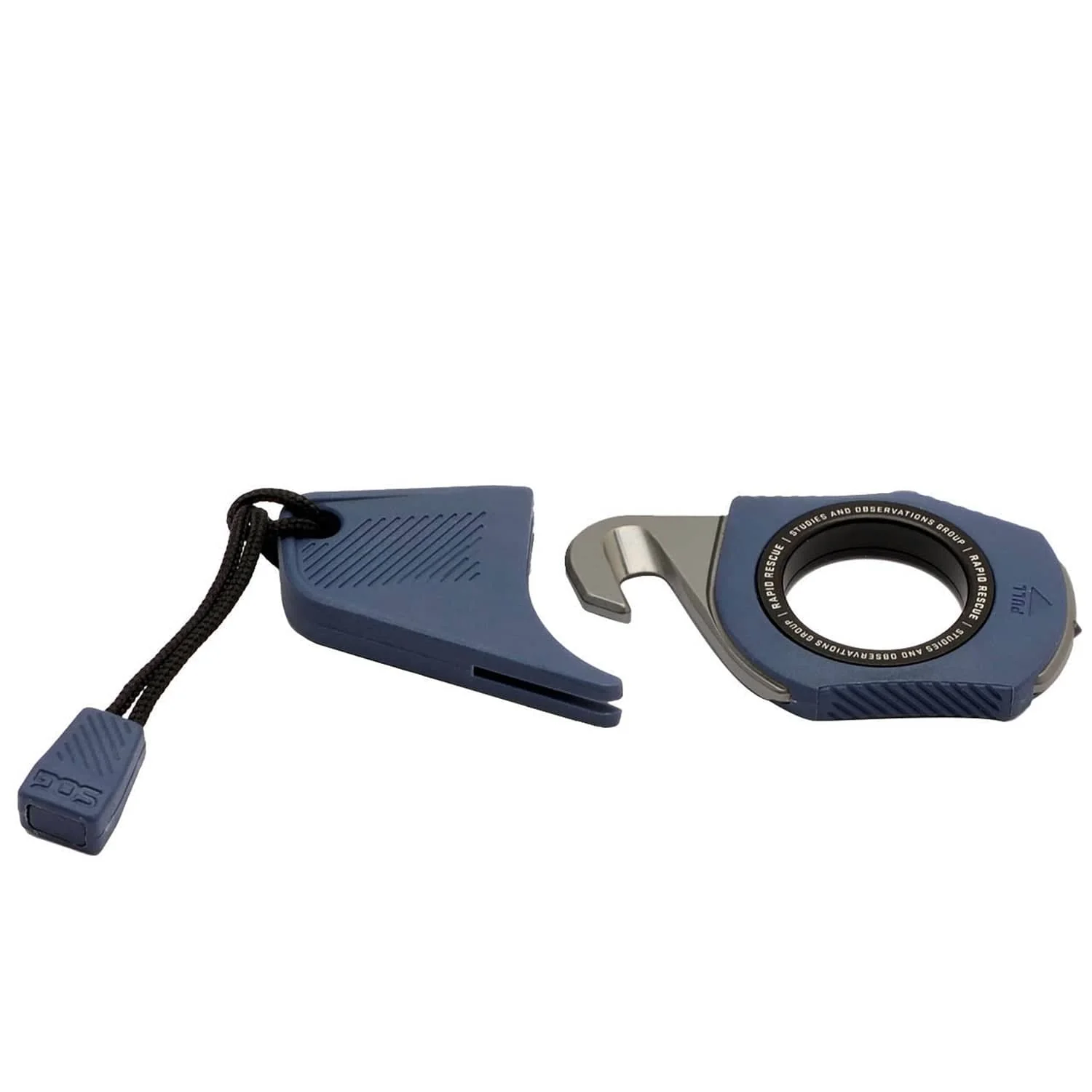 SOG Rapid Rescue Pocket Seatbelt Cutter and Glass Breaker with Removable Sheath, Midnight Blue