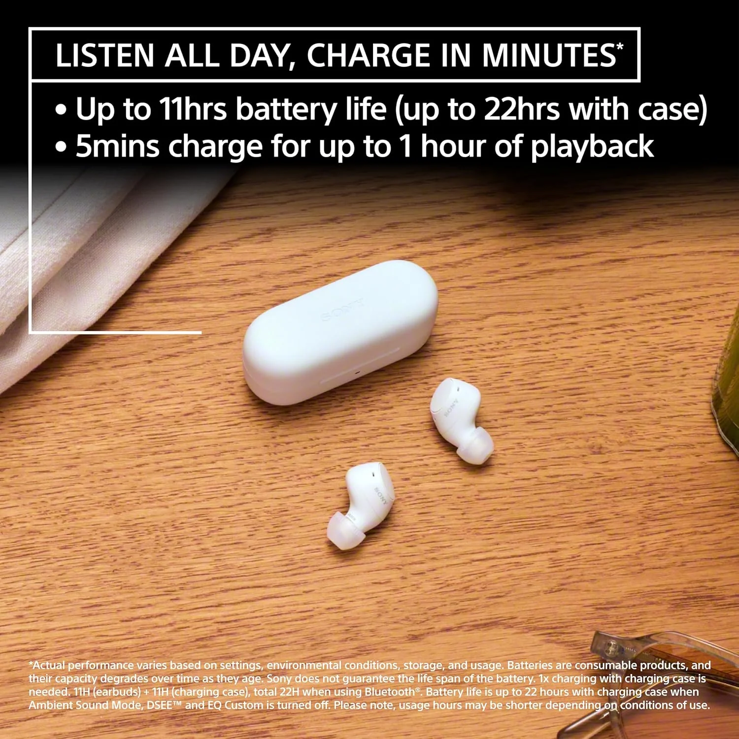 Sony Truly Wireless Earbuds, White - Image 3