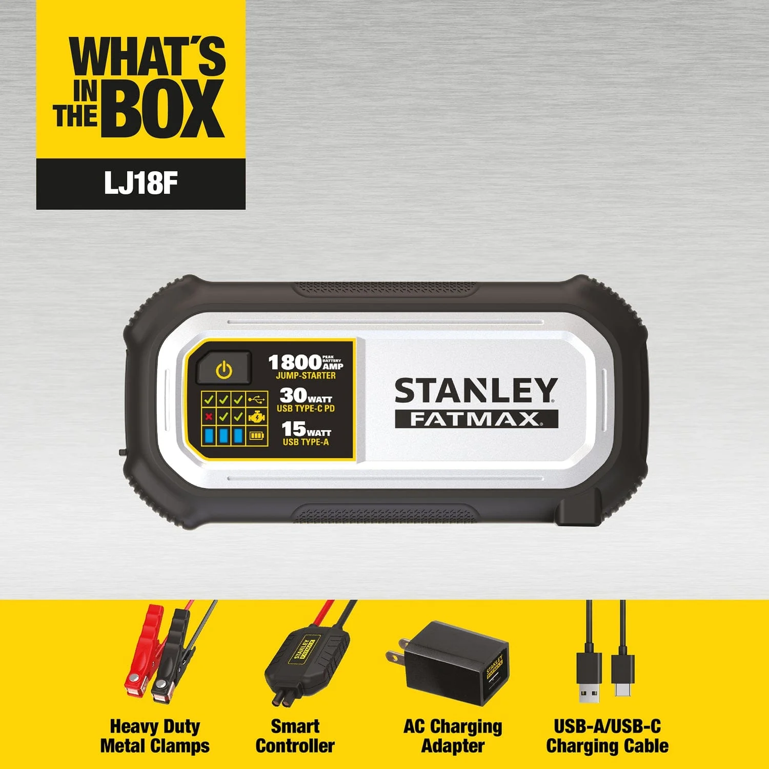 Stanley FATMAX 1800-Amp 12-Volt Automotive Jump Starter and USB Power Bank, LJ18FC - Image 2