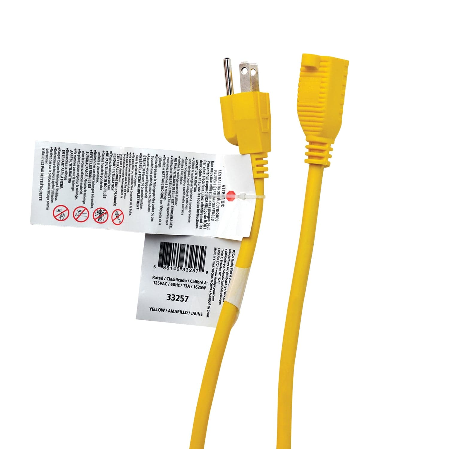 Stanley Outdoor Grounded Power Extension Cord, Yellow, 25 Ft. - Image 3