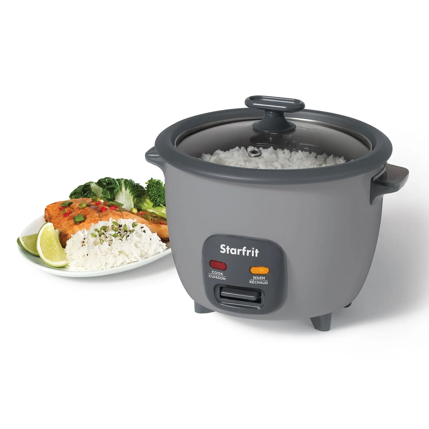 Starfrit 10-Cup 400-Watt Electric Rice Cooker with Non-Stick, PFAS-Free Ceramic Pot, Gray - Image 3