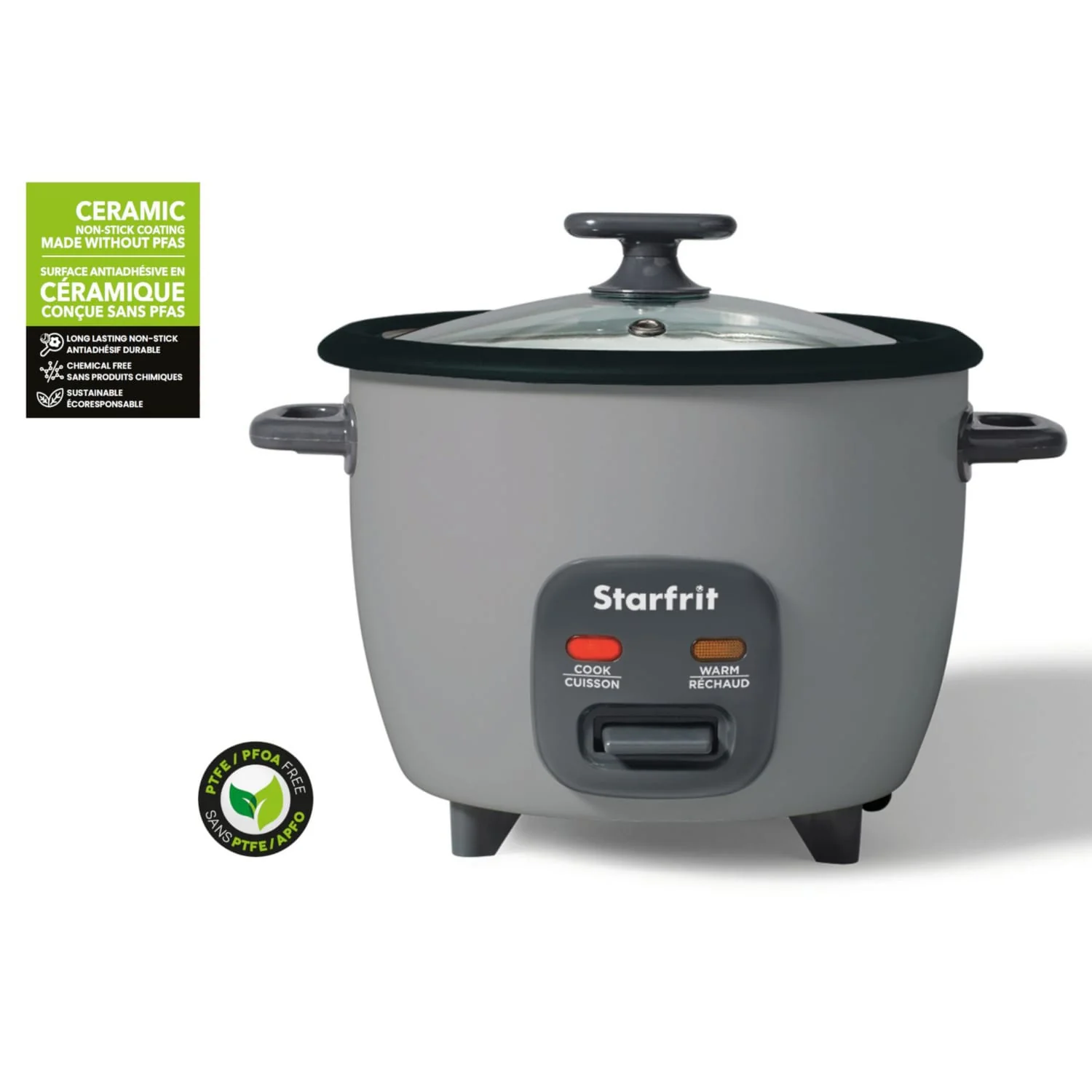Starfrit 10-Cup 400-Watt Electric Rice Cooker with Non-Stick, PFAS-Free Ceramic Pot, Gray - Image 5