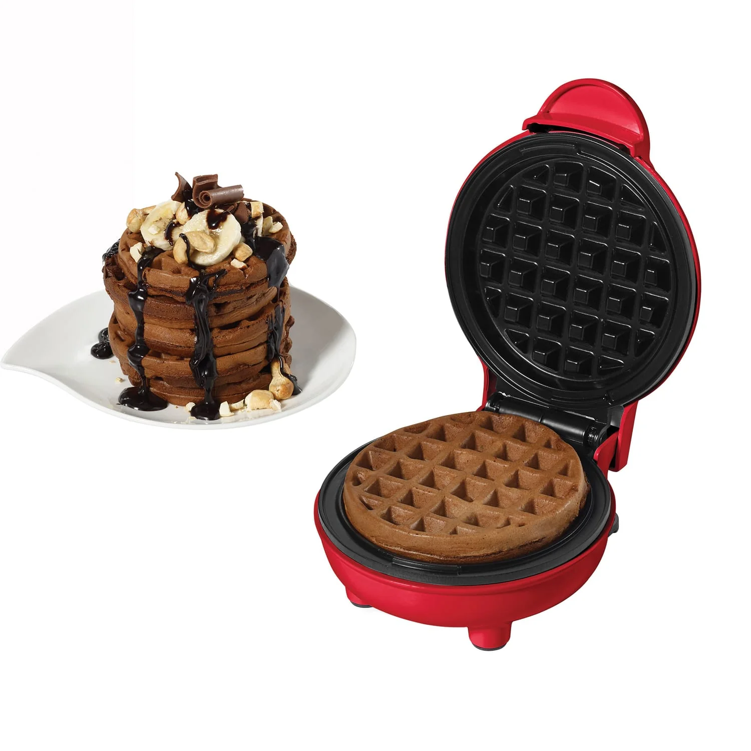 Starfrit 4-In. Electric Mini Waffle Maker, Red - Image 3
