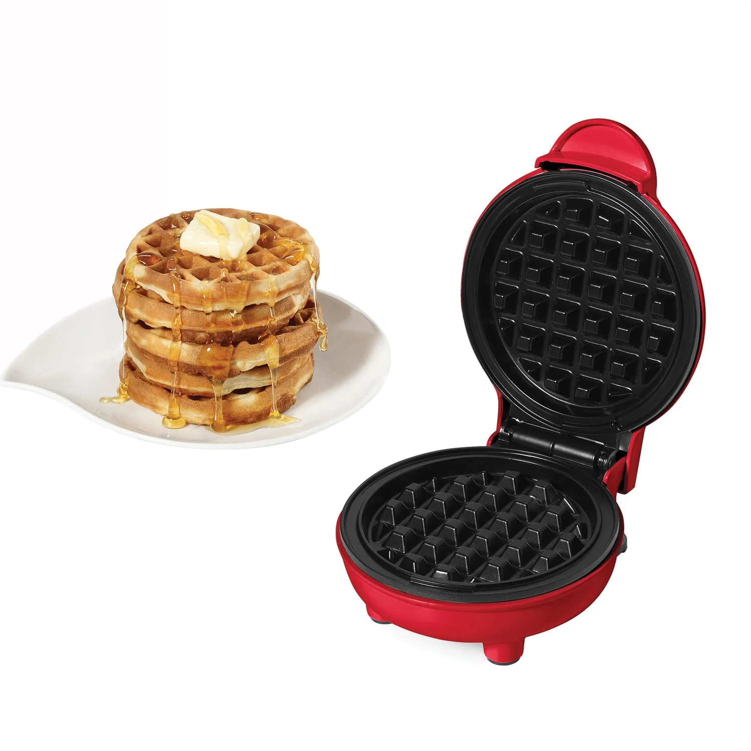Starfrit 4-In. Electric Mini Waffle Maker, Red - Image 4