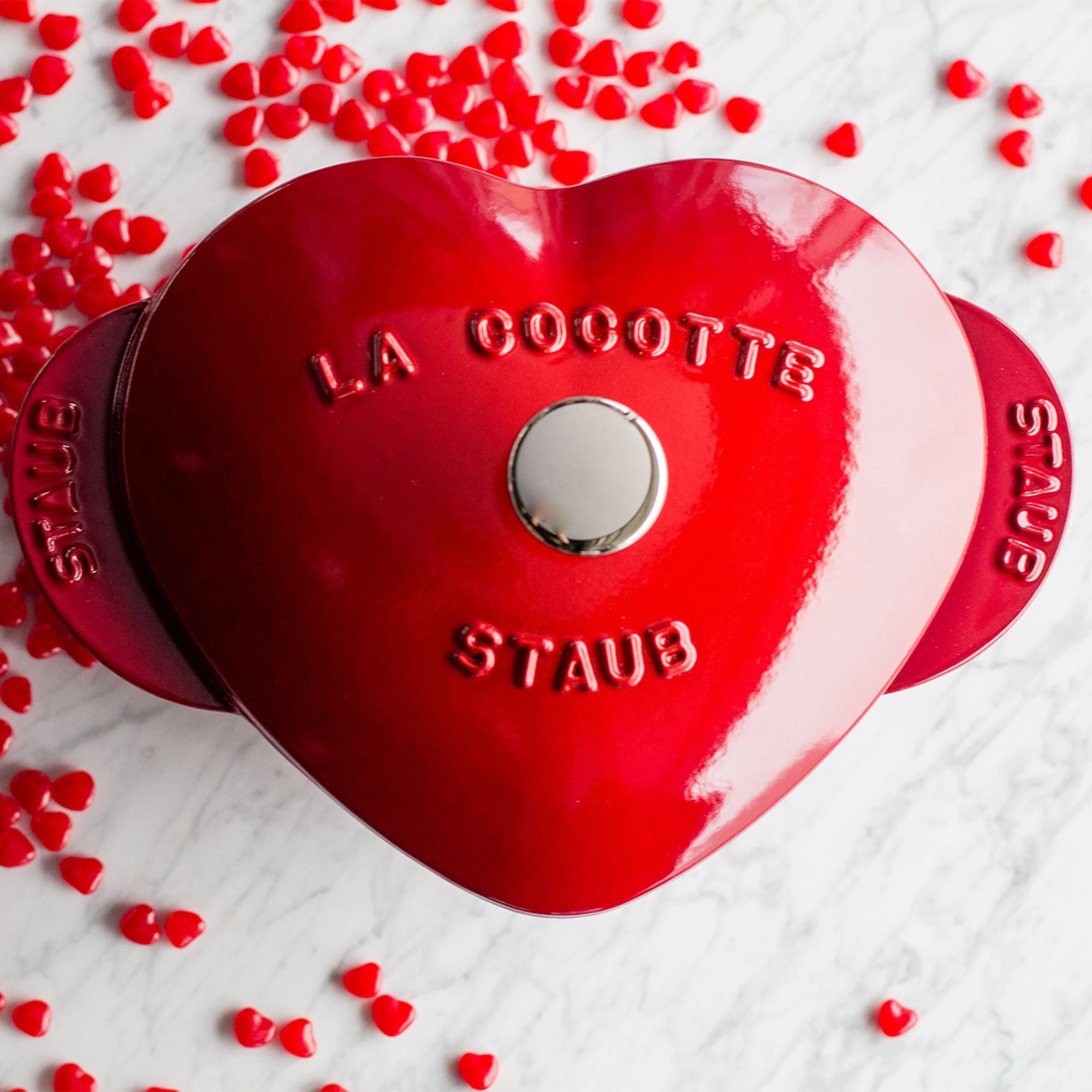 Staub Cast Iron 1.75-qt Heart Cocotte - Cherry - Image 2