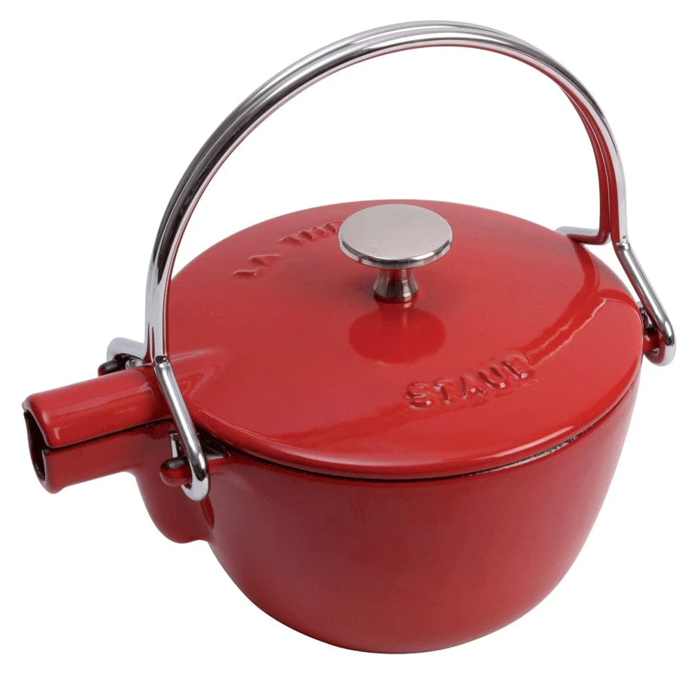 Staub Cast Iron 1-qt Round Tea Kettle - Cherry