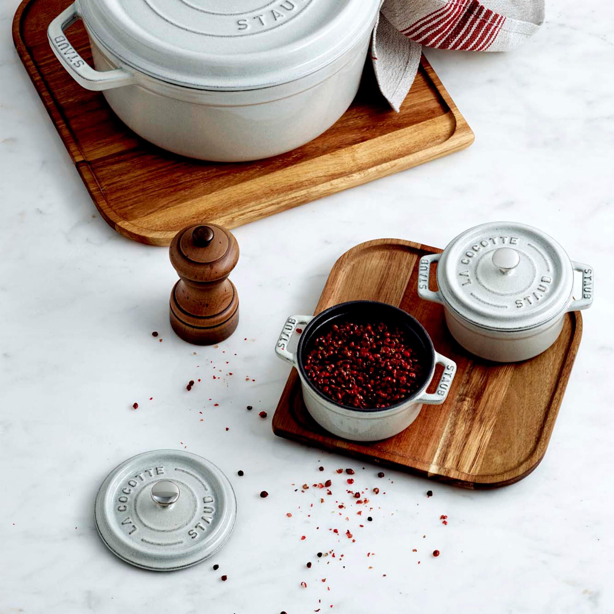 Staub Cast Iron 0.25-qt Mini Round Cocotte - White Truffle - Image 4