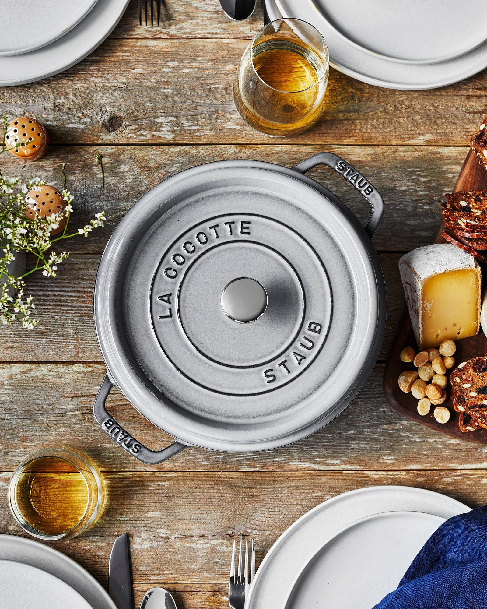 Staub Cast Iron 4-qt Round Cocotte, Dutch Oven - Graphite Grey - Image 2