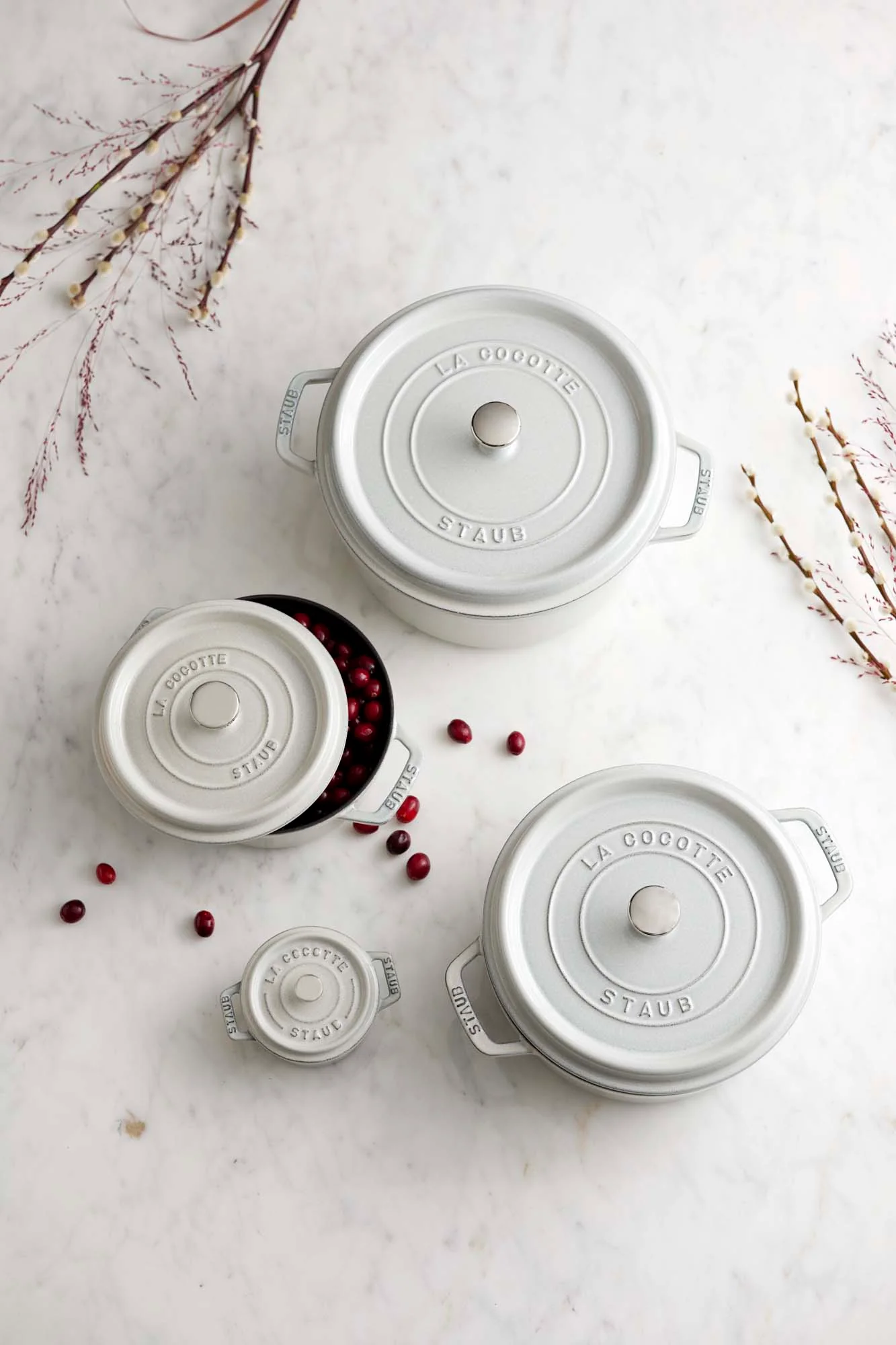 Staub Cast Iron 5.5-qt Round Cocotte, Dutch Oven - White Truffle - Image 5