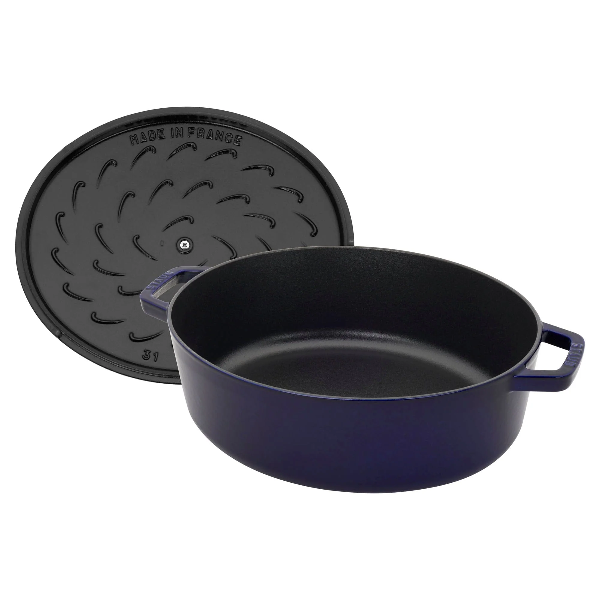 Staub Cast Iron 6.25-qt Shallow Oval Dutch Oven - Dark Blue - Image 4