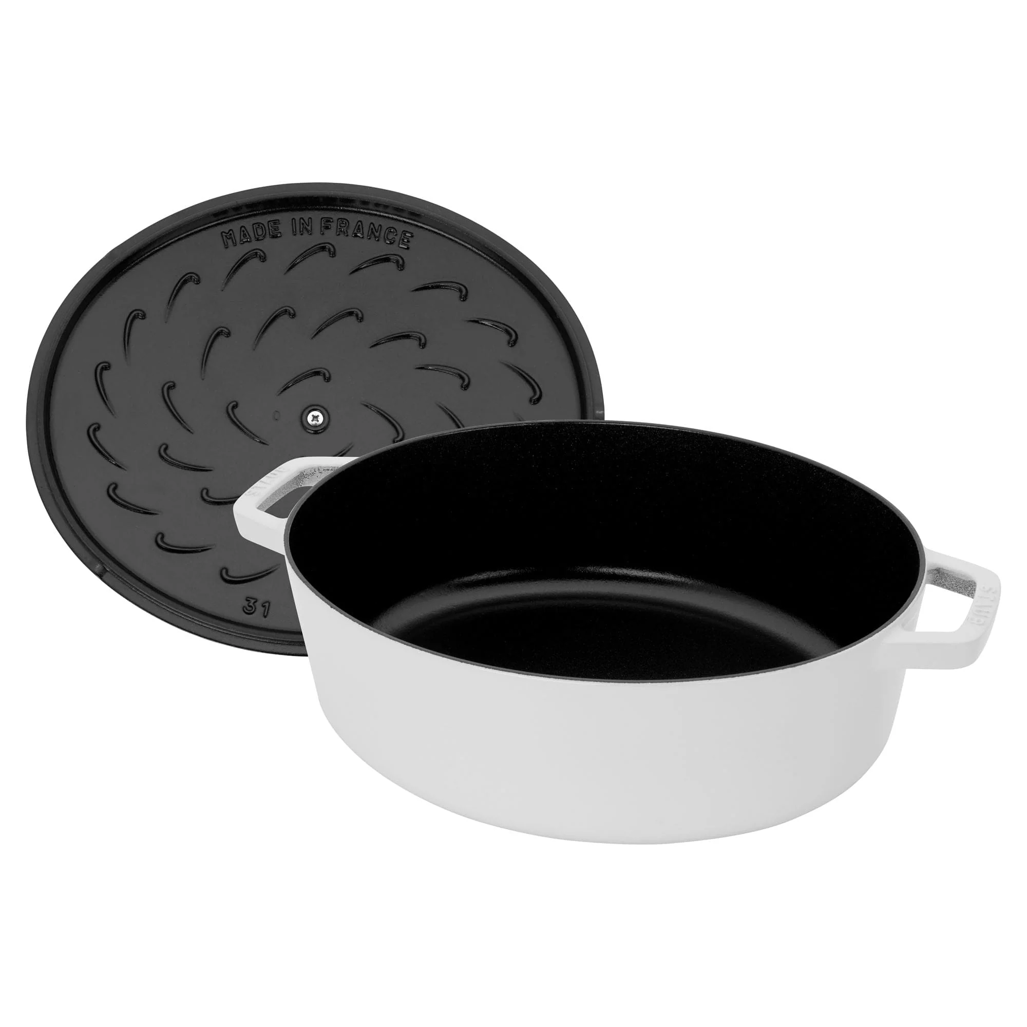 Staub Cast Iron 6.25-qt Shallow Oval Dutch Oven - White - Image 3