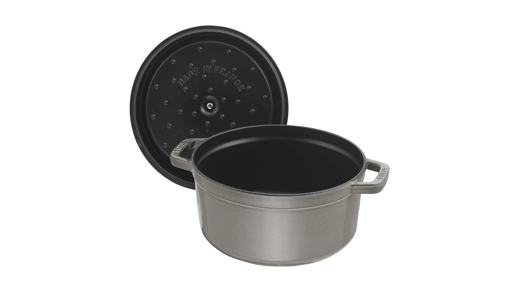 Staub Cast Iron 7-qt Round Cocotte, Dutch Oven - Graphite Grey - Image 4