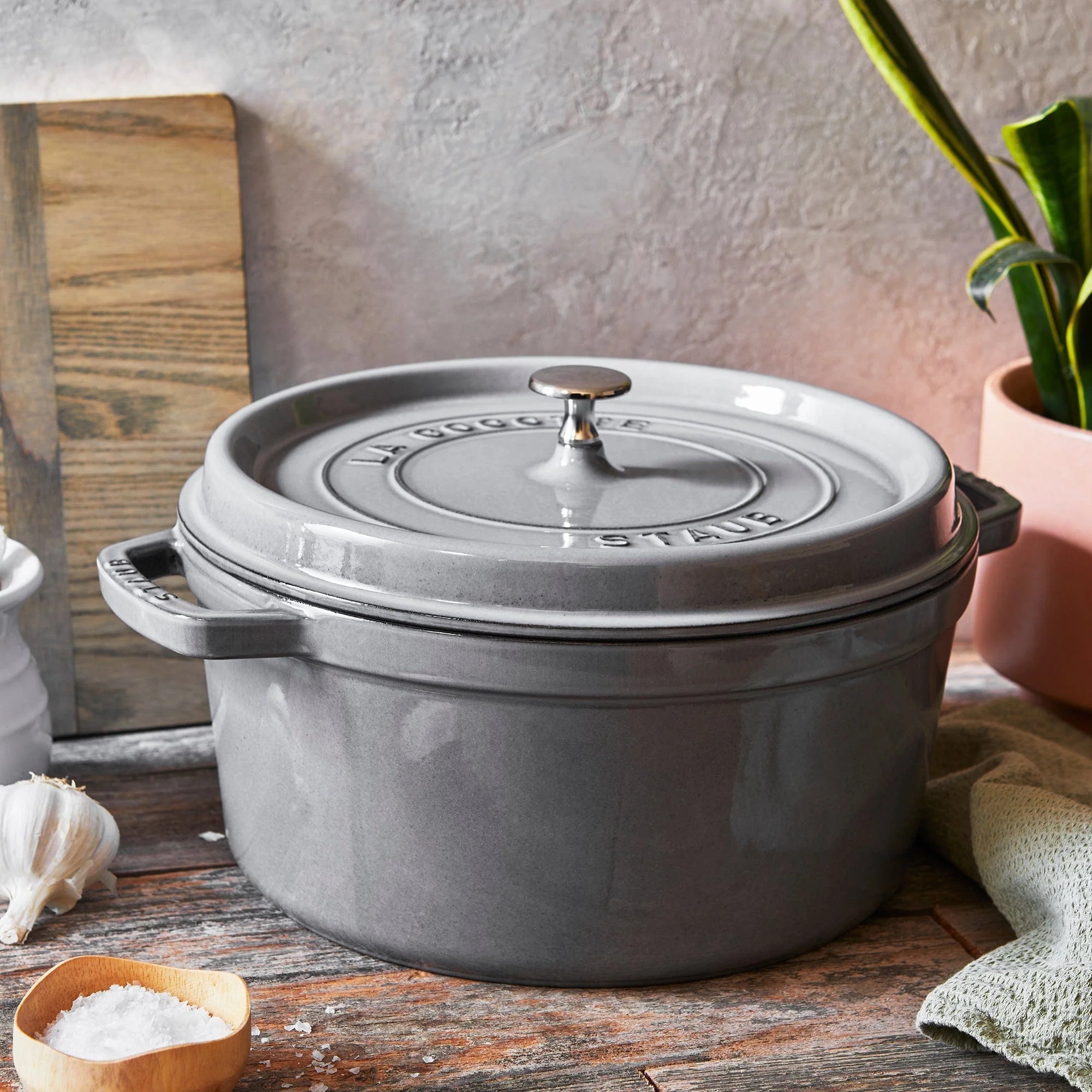 Staub Cast Iron 7-qt Round Cocotte, Dutch Oven - Graphite Grey - Image 6
