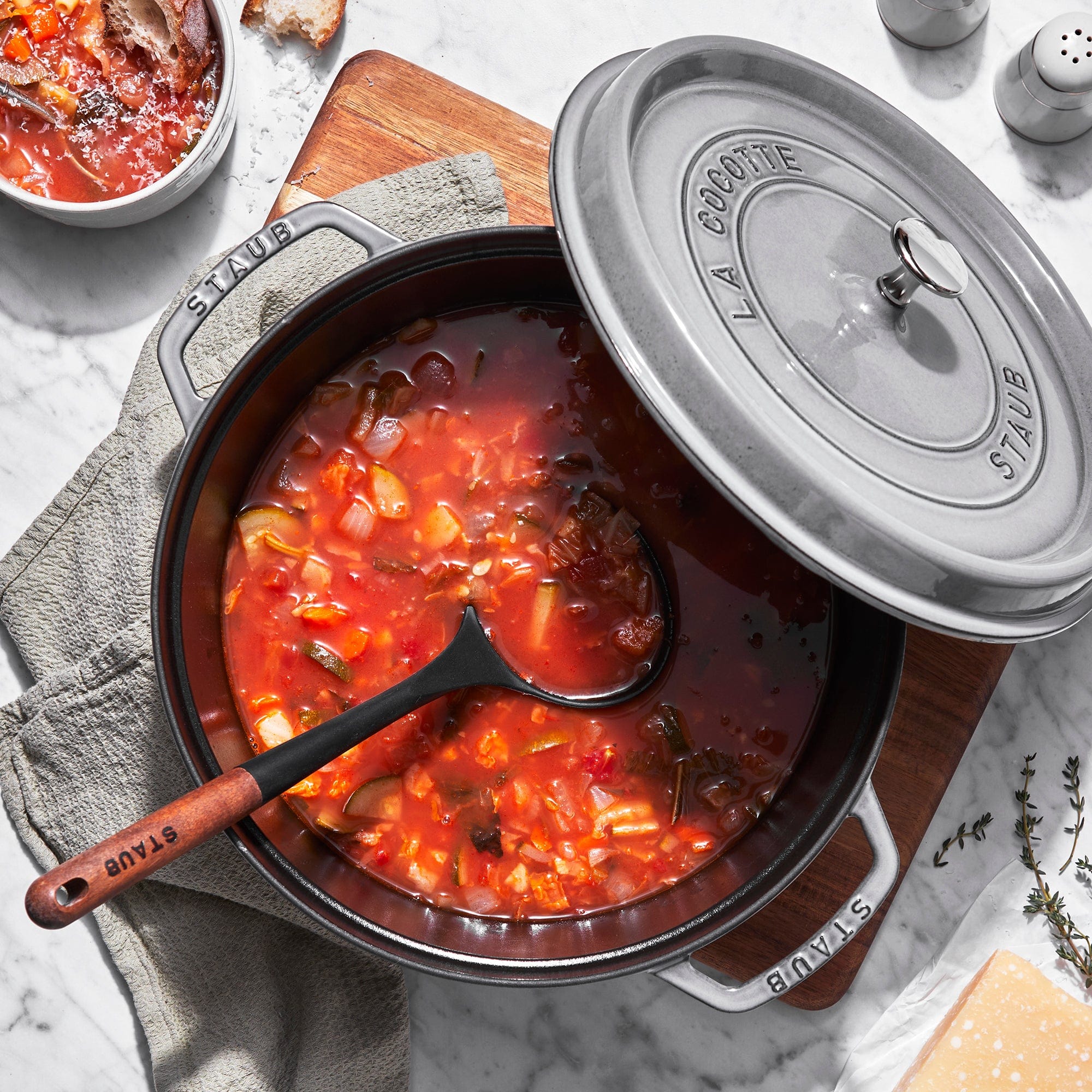 Staub Cast Iron 7-qt Round Cocotte, Dutch Oven - Graphite Grey - Image 7