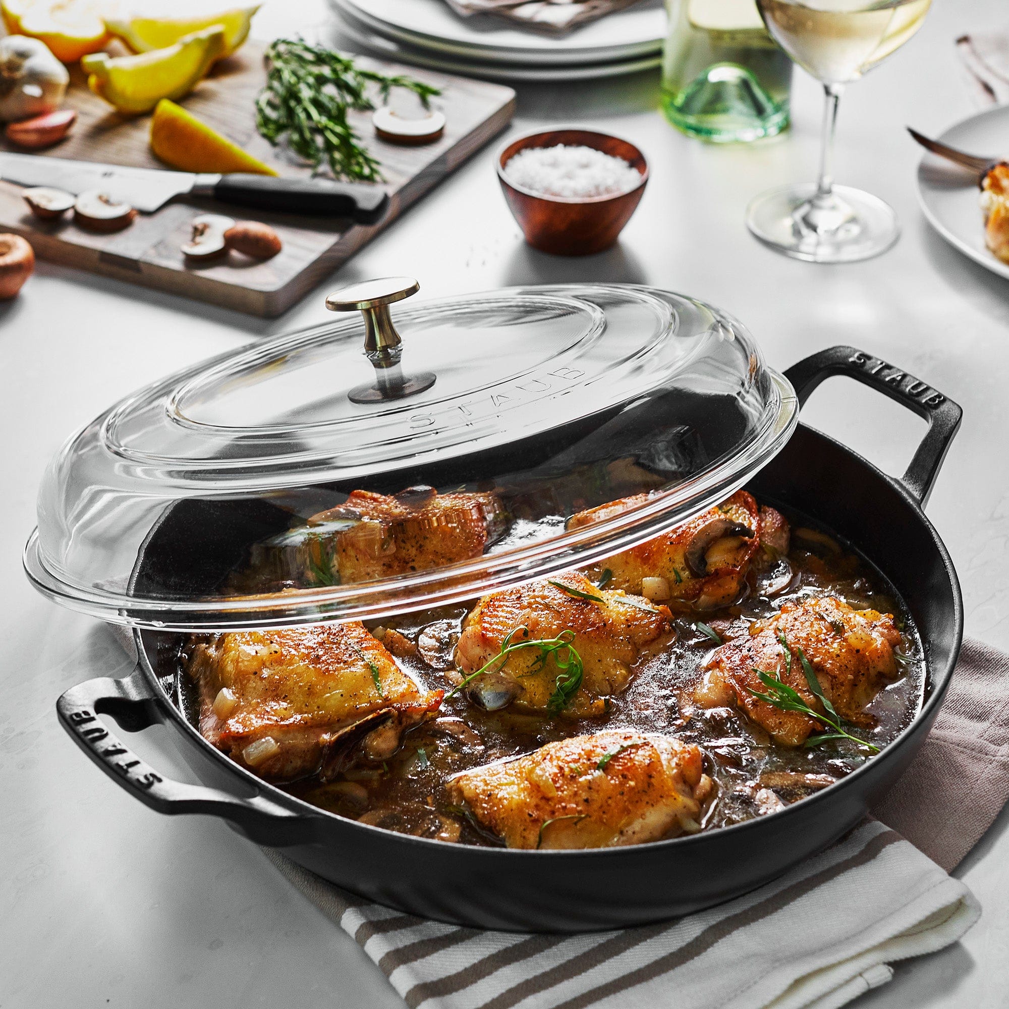 Staub Cast Iron 3.5-qt Braiser with Glass Lid - Matte Black - Image 4