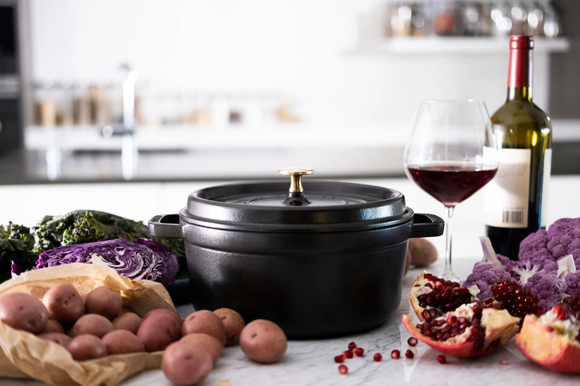Staub Cast Iron 4-qt Round Cocotte, Dutch Oven -  Matte Black - Image 2