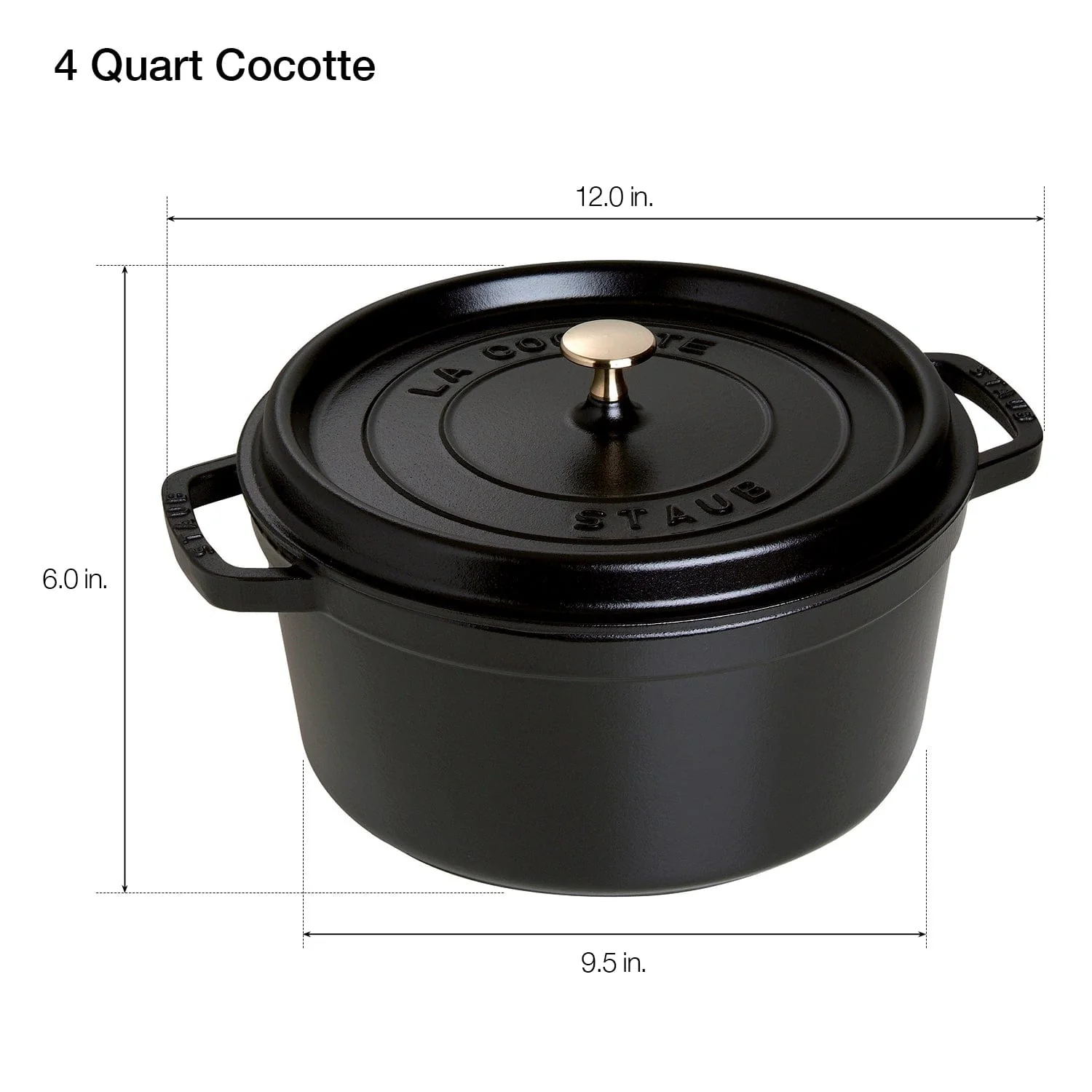 Staub Cast Iron 4-qt Round Cocotte, Dutch Oven -  Matte Black - Image 3