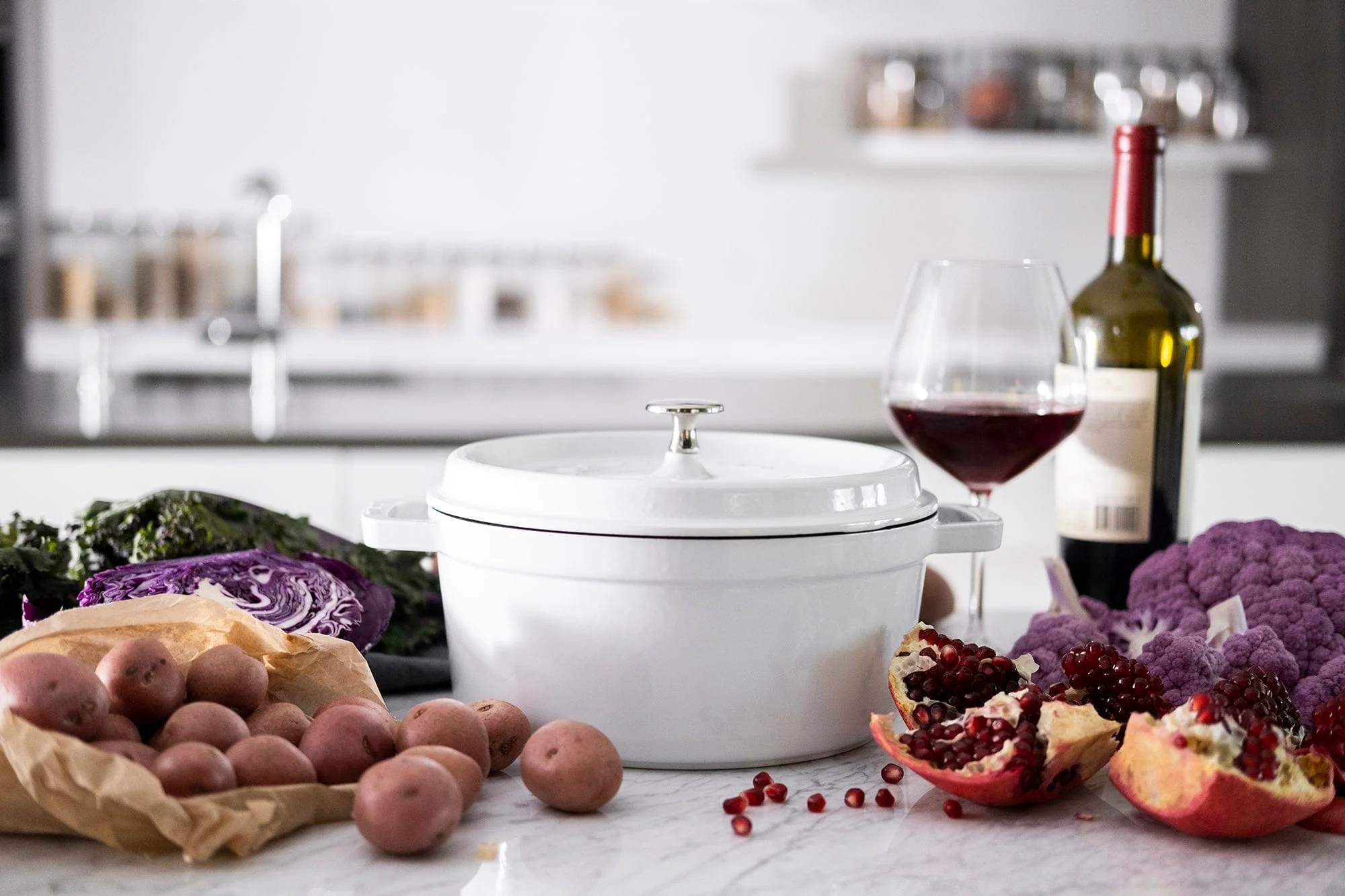 Staub Cast Iron 4-qt Round Cocotte, Dutch Oven - White - Image 6