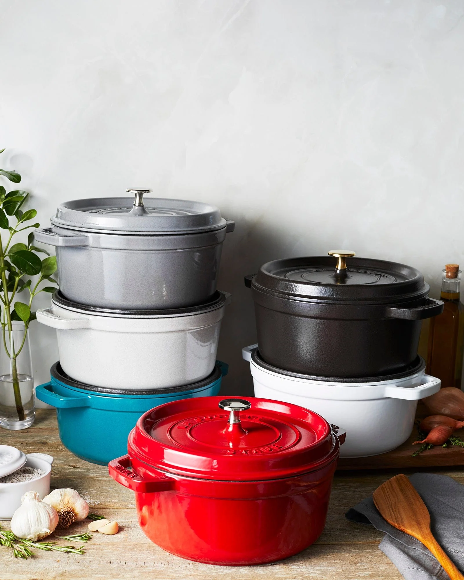 Staub Cast Iron 4-qt Round Cocotte, Dutch Oven - White Truffle - Image 2
