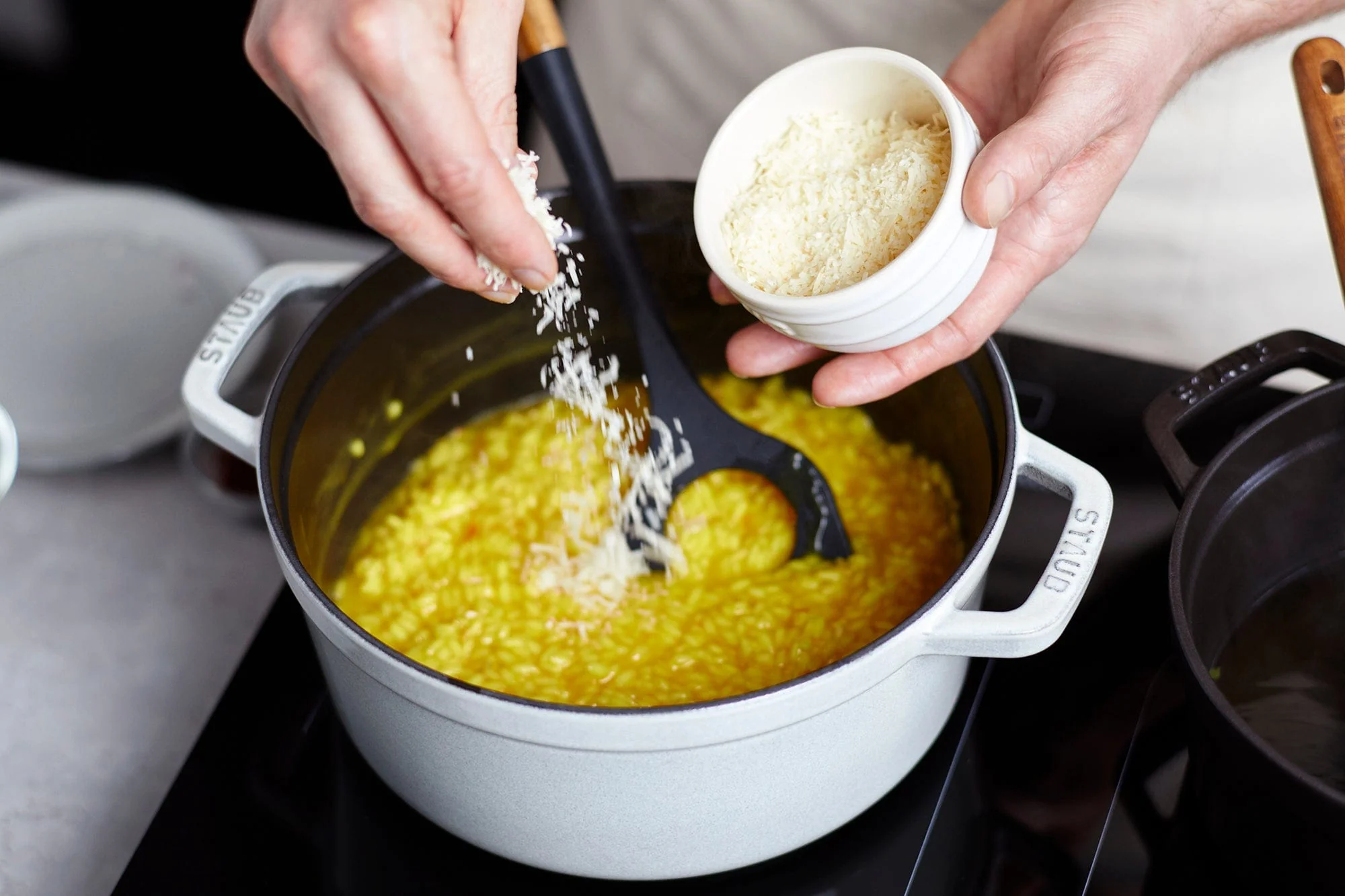 Staub Cast Iron 4-qt Round Cocotte, Dutch Oven - White Truffle - Image 5