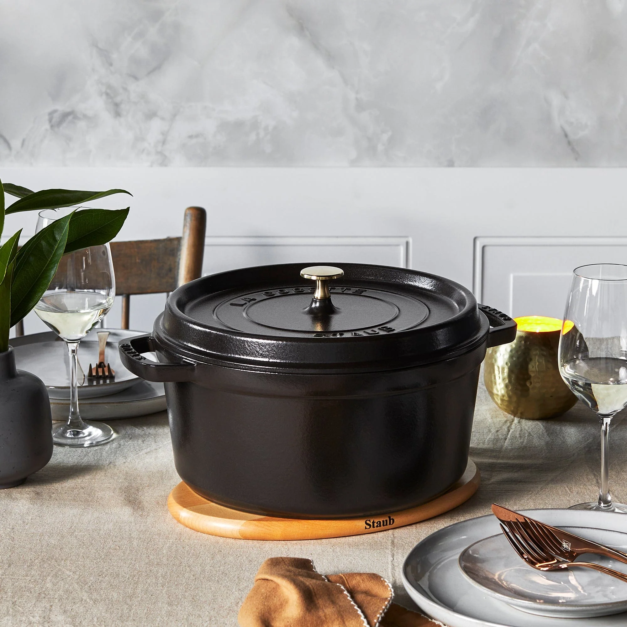Staub Cast Iron 7-qt Round Cocotte, Dutch Oven - Matte Black - Image 5