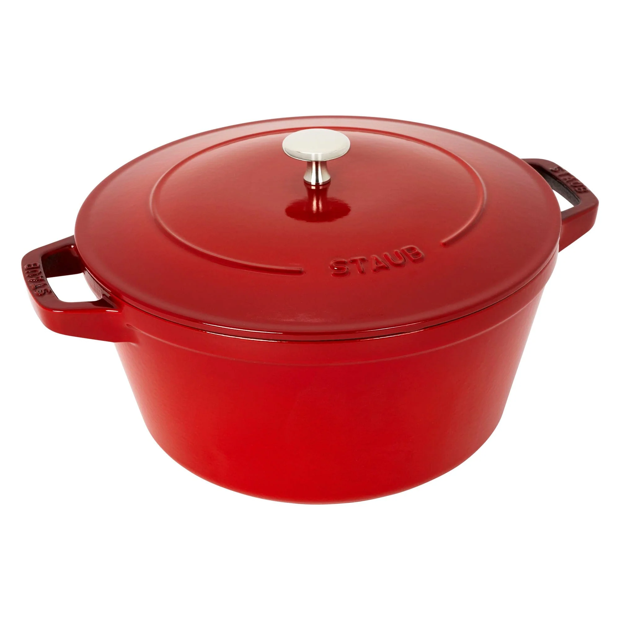 Staub Cast Iron Set 4-pc, Stackable Space-Saving Cookware Set, Dutch Oven with Lid, Cherry - Image 5