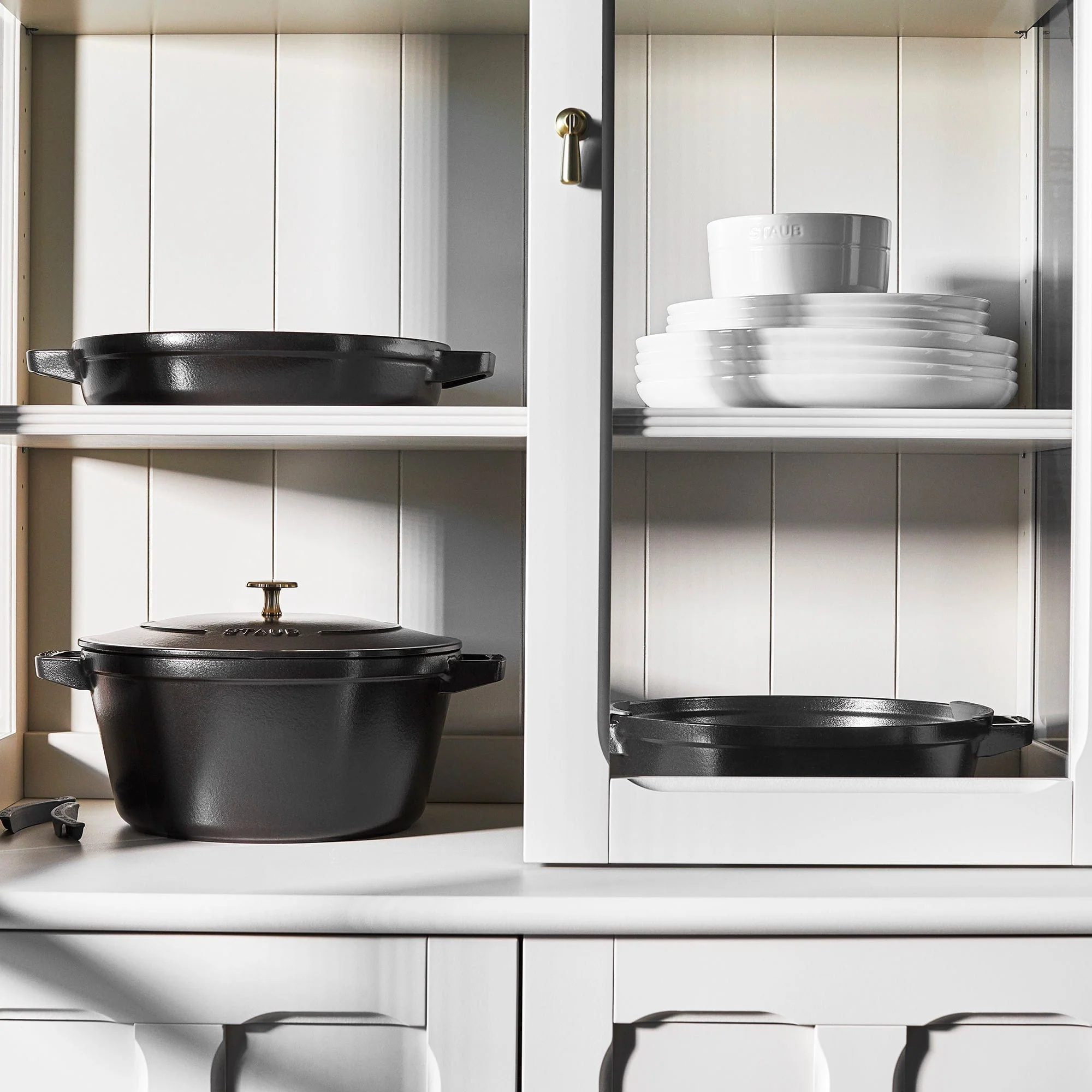 Staub Cast Iron Set 4-pc, Stackable Space-Saving Cookware Set, Dutch Oven with Lid, Matte Black - Image 3