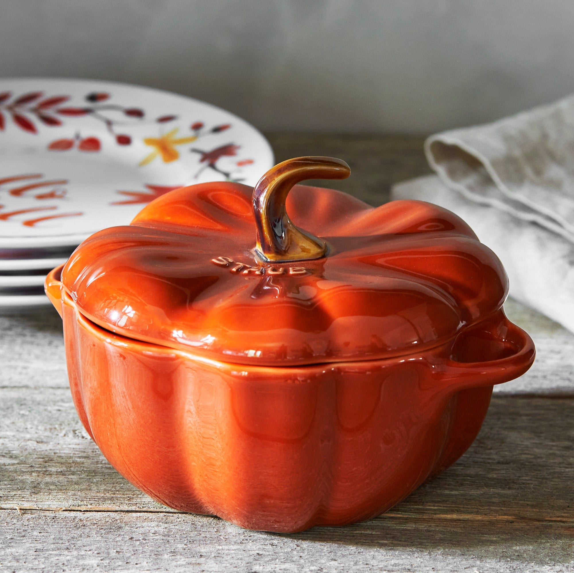 Staub Ceramic 16-oz Petite Pumpkin Cocotte - Burnt Orange - Image 6