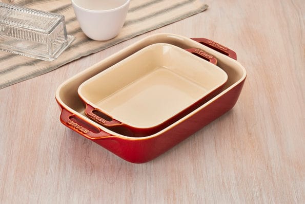Staub Ceramic 2-pc Rectangular Baking Dish Set - Cherry - Image 2