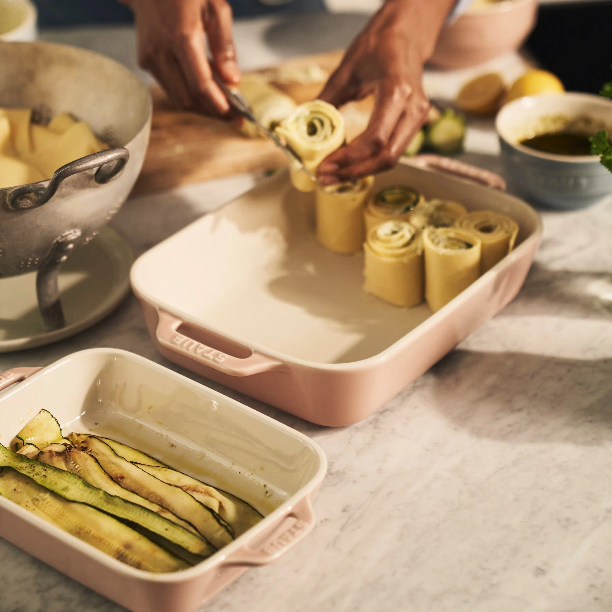 Staub Ceramic 2-pc Rectangular Baking Dish Set - Macaron Pastel Pink - Image 3