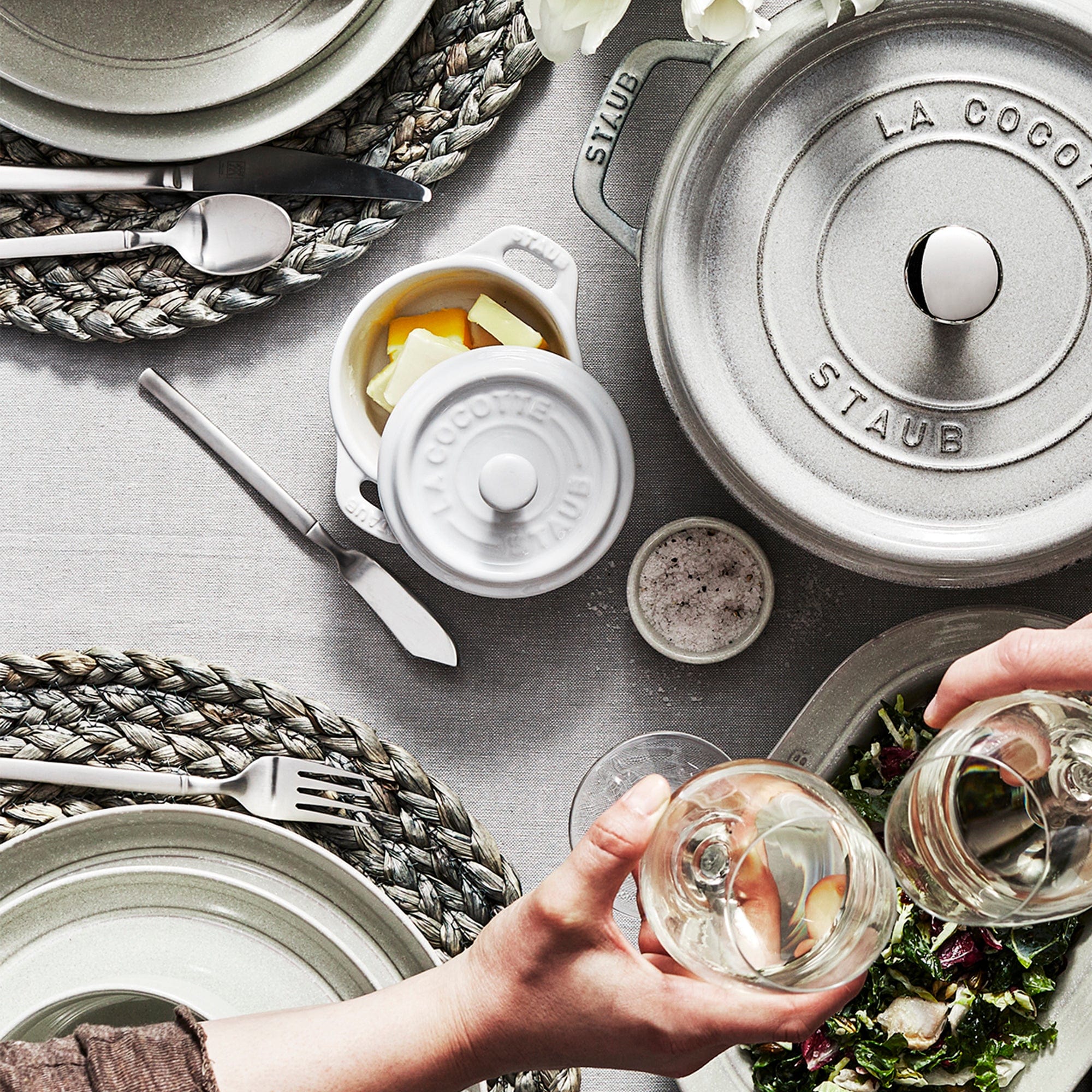 Staub Ceramic 3-pc Mini Round Cocotte Set - White - Image 6