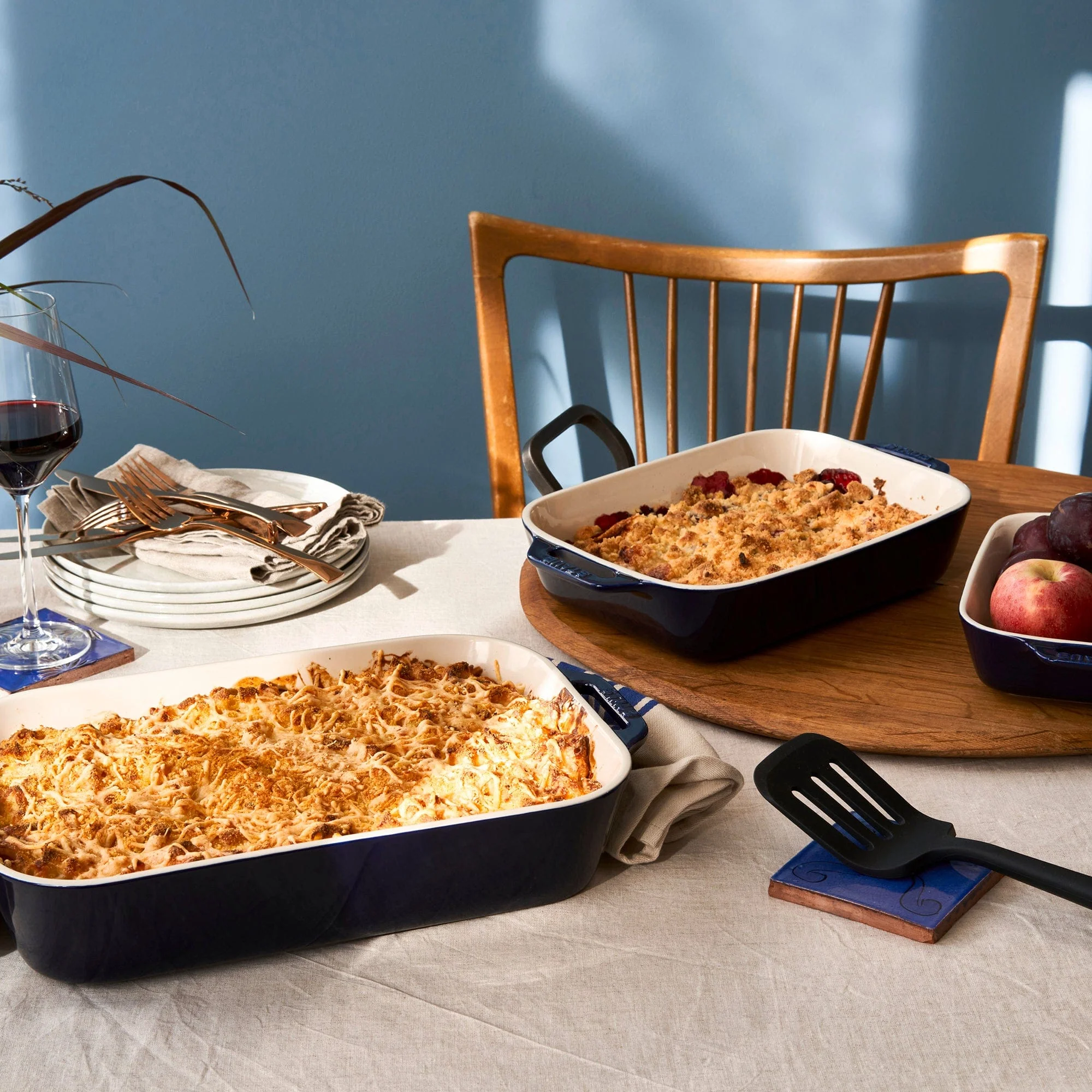 Staub Ceramic 3-pc Rectangular Baking Dish Set - Dark Blue - Image 4