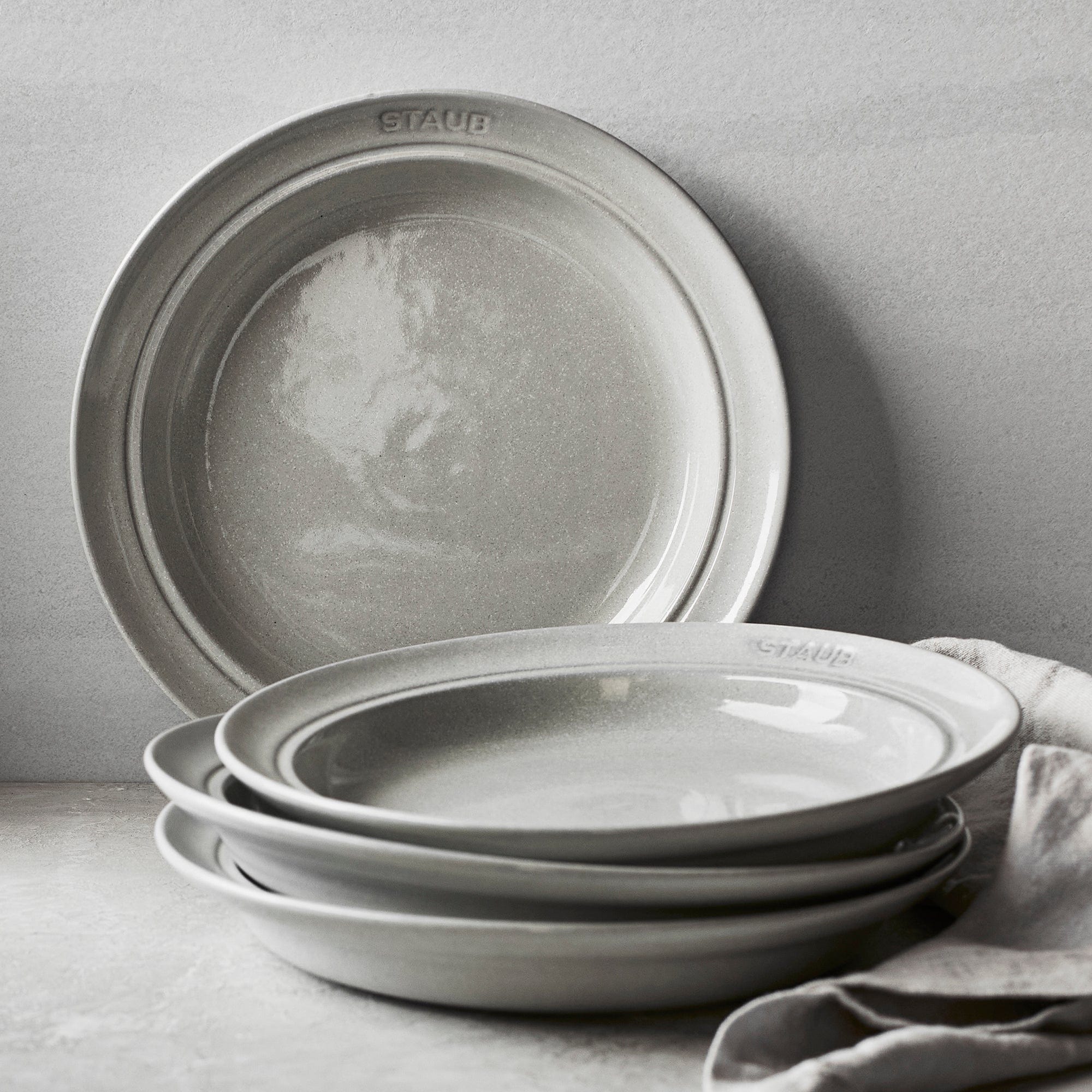 Staub Ceramic Dinnerware 4-pc 9.5-inch Soup/Pasta Bowl Set - White Truffle - Image 3