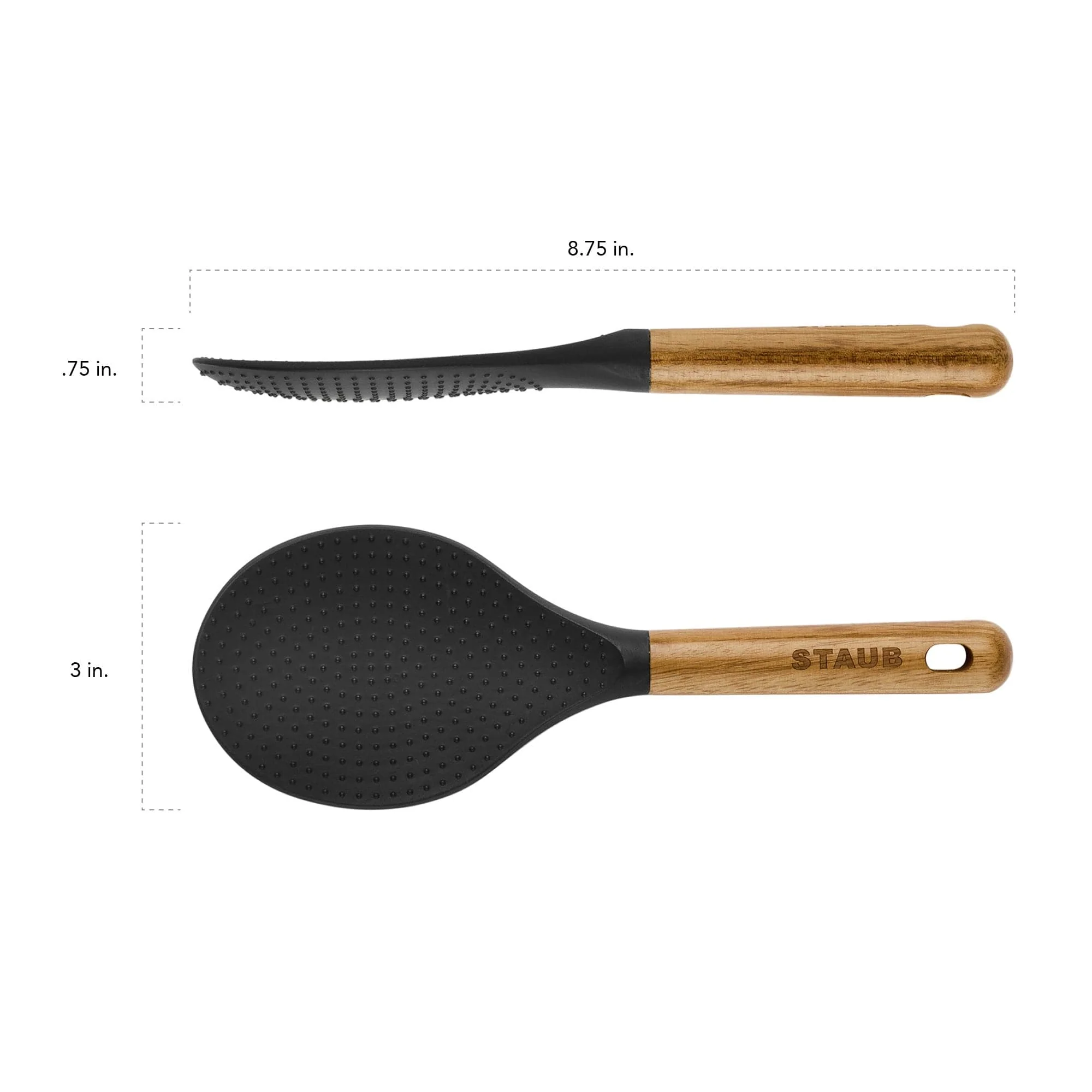 Staub Silicone Rice Spoon, BPA-Free Cooking Utensil with Wood Handle - Image 3