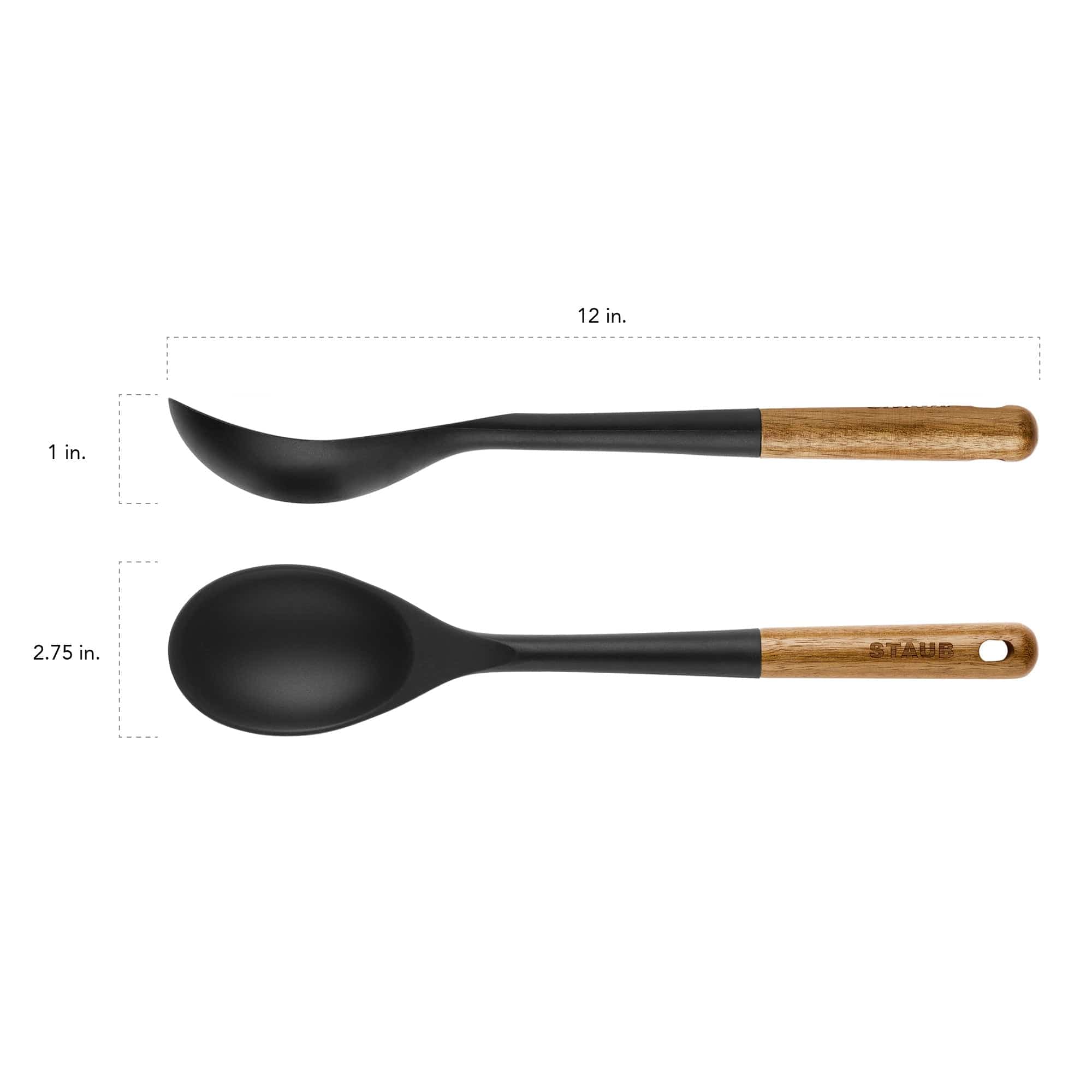 Staub Silicone Serving Spoon, BPA-Free Cooking Utensil with Wood Handle - Image 3