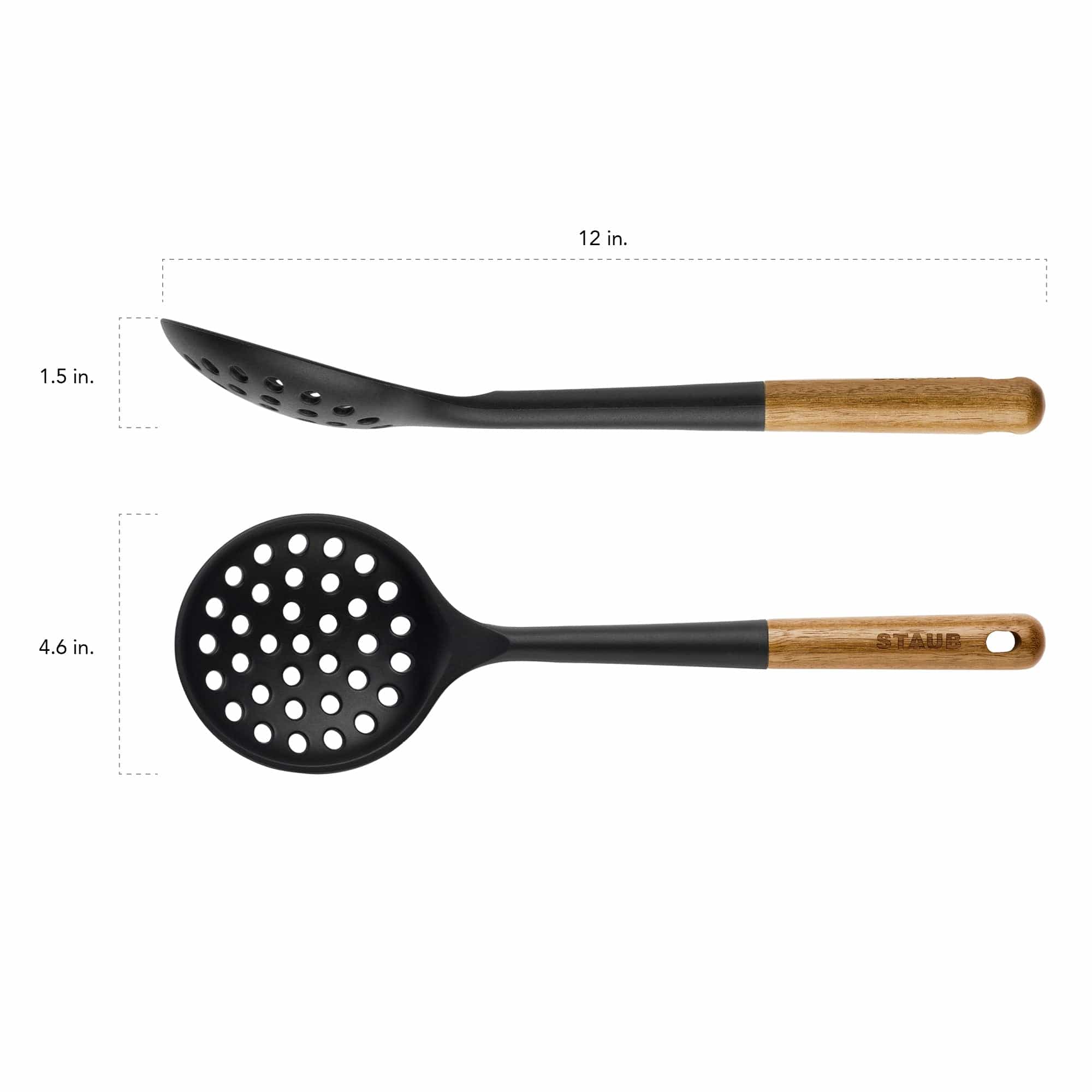Staub Silicone Skimming Ladle, BPA-Free Cooking Utensil with Wood Handle - Image 3