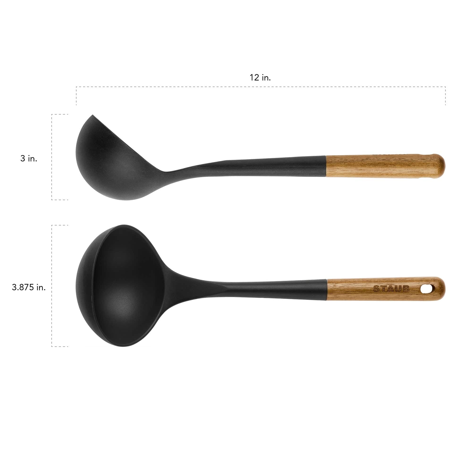 Staub Silicone Soup Ladle, BPA-Free Cooking Utensil with Wood Handle - Image 3