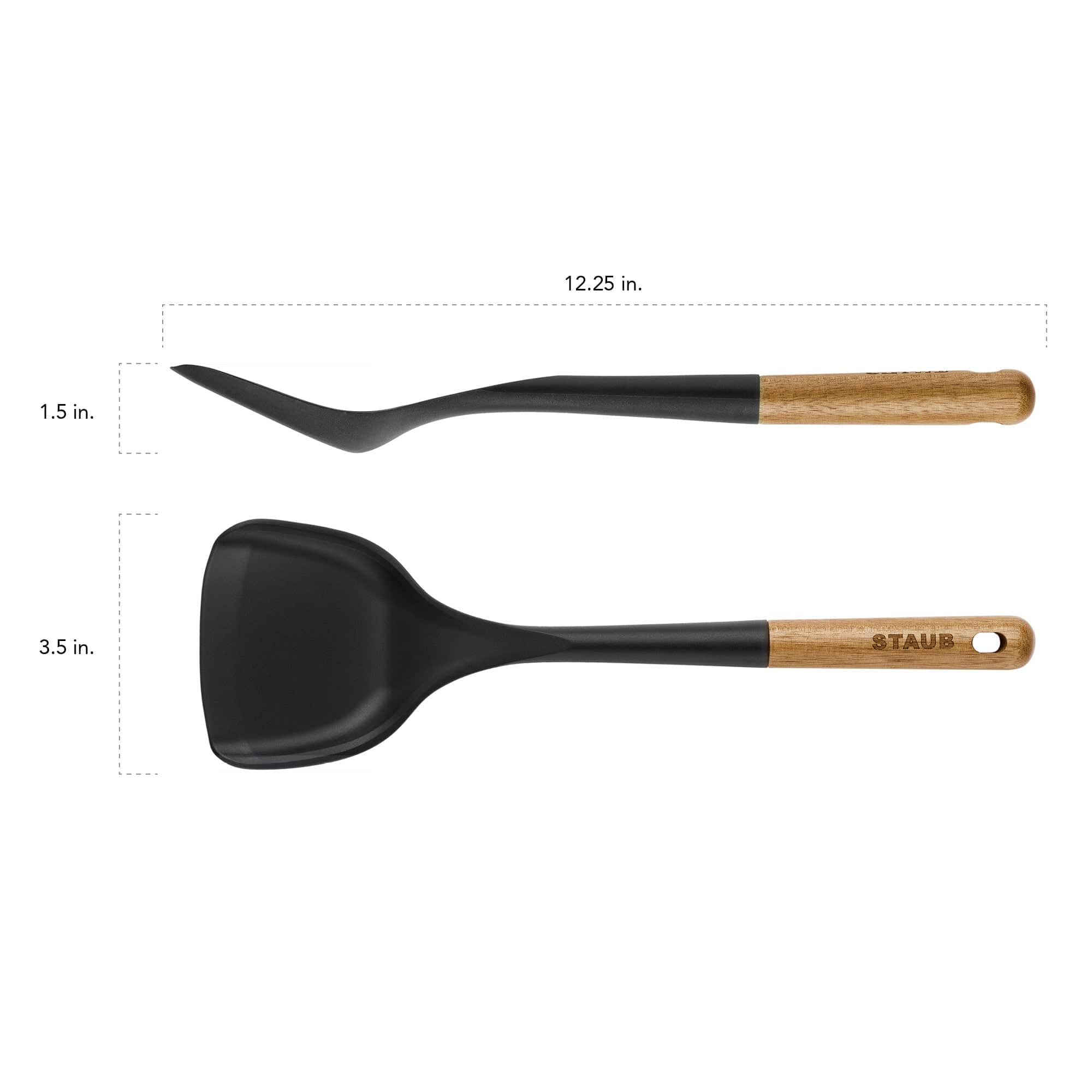 Staub Silicone Wok Turner, BPA-Free Cooking Utensil with Wood Handle - Image 3