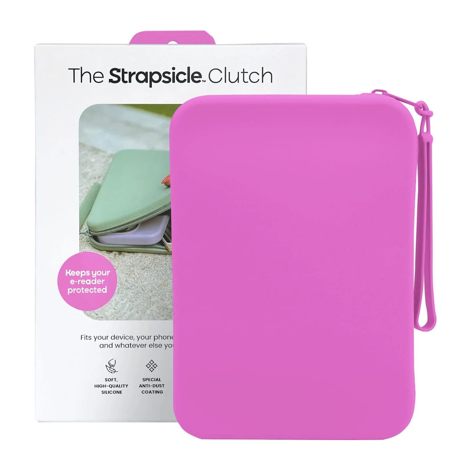 Strapsicle Clutch Sleeve for Select Kindle and Kobo E-Readers, Candy Pink - Image 3