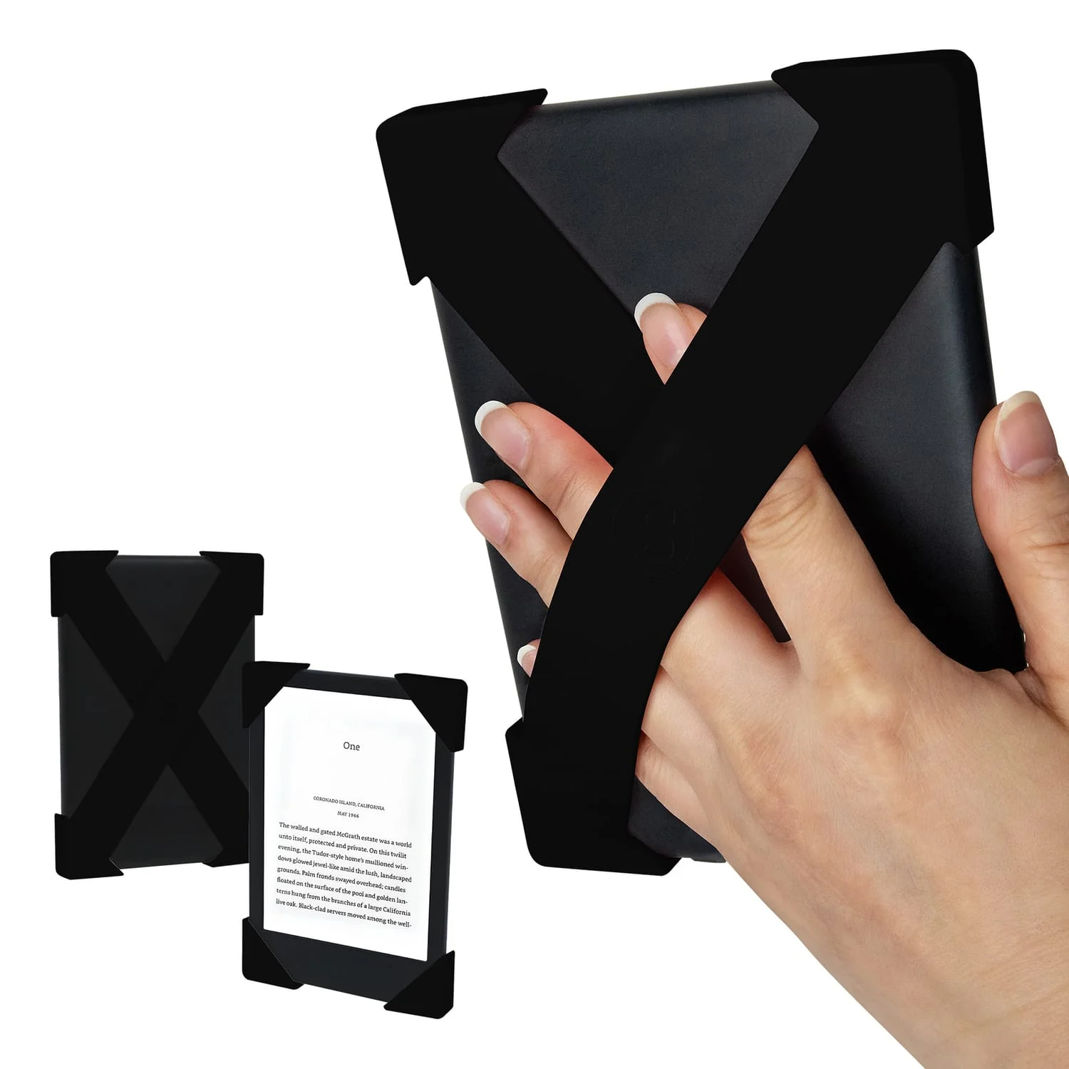 Strapsicle E-Reader Cross Straps for Select Kindle and Kobo Devices, Medium, Black