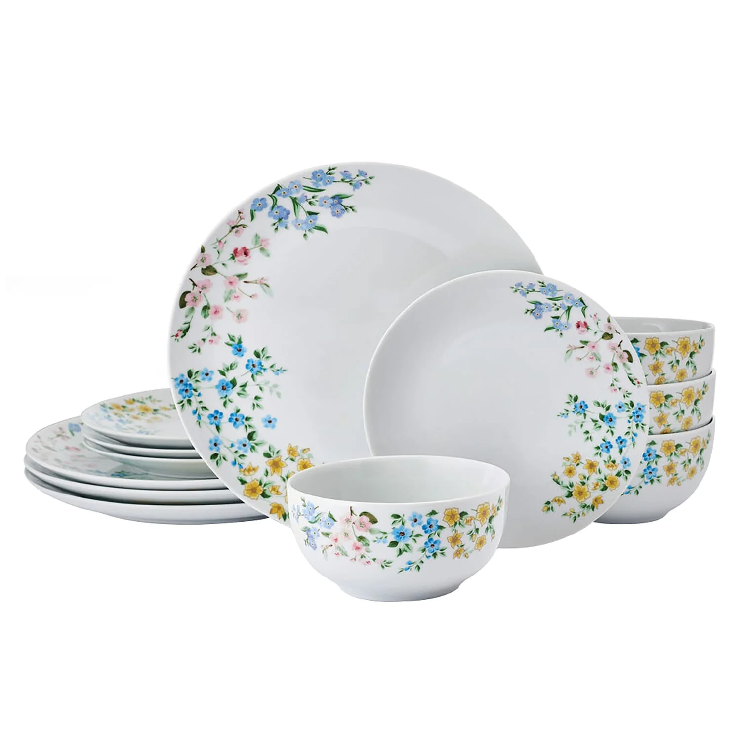 Studio Nova 12-Piece Porcelain Dinnerware Set, Fiona Floral Pattern