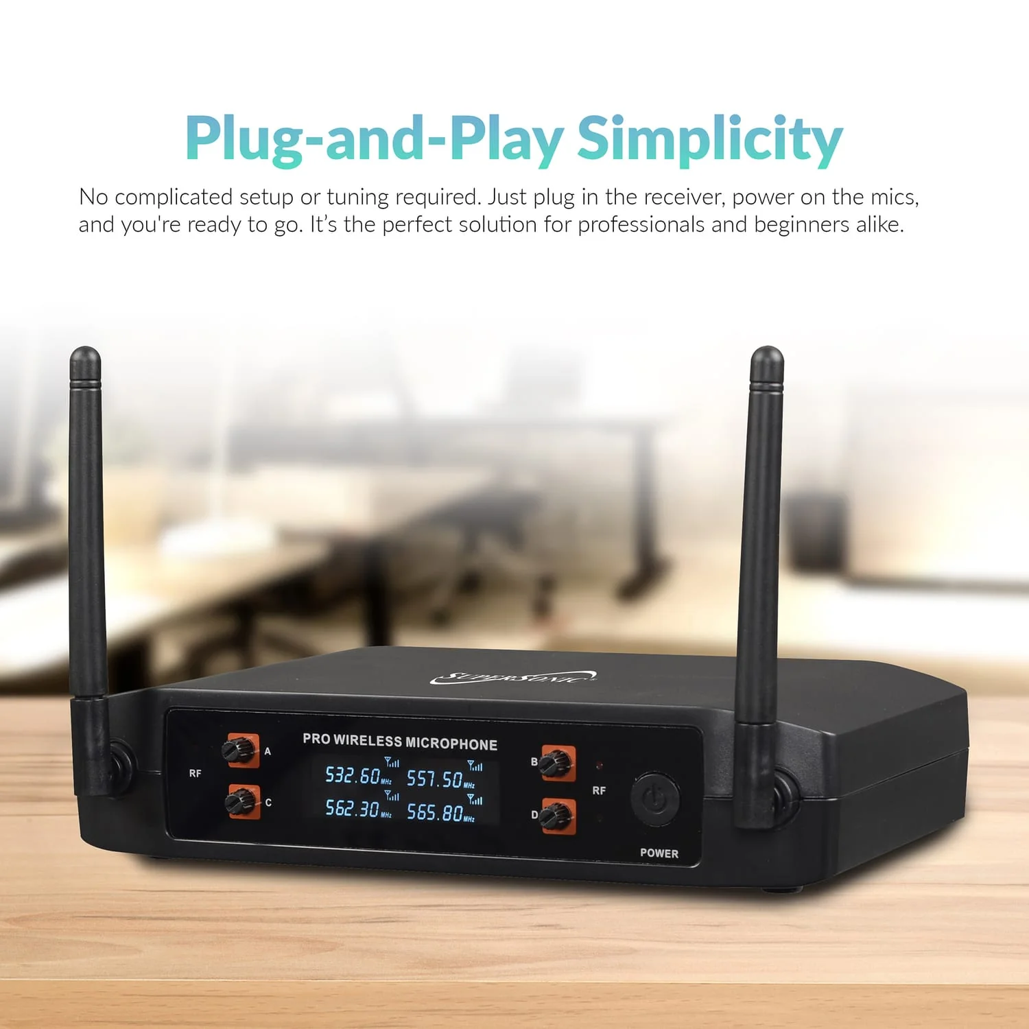 Supersonic 4-Channel 2.4-GHz Wireless Microphone System with 4 Handheld Microphones and Receiver, SC-909 - Image 3