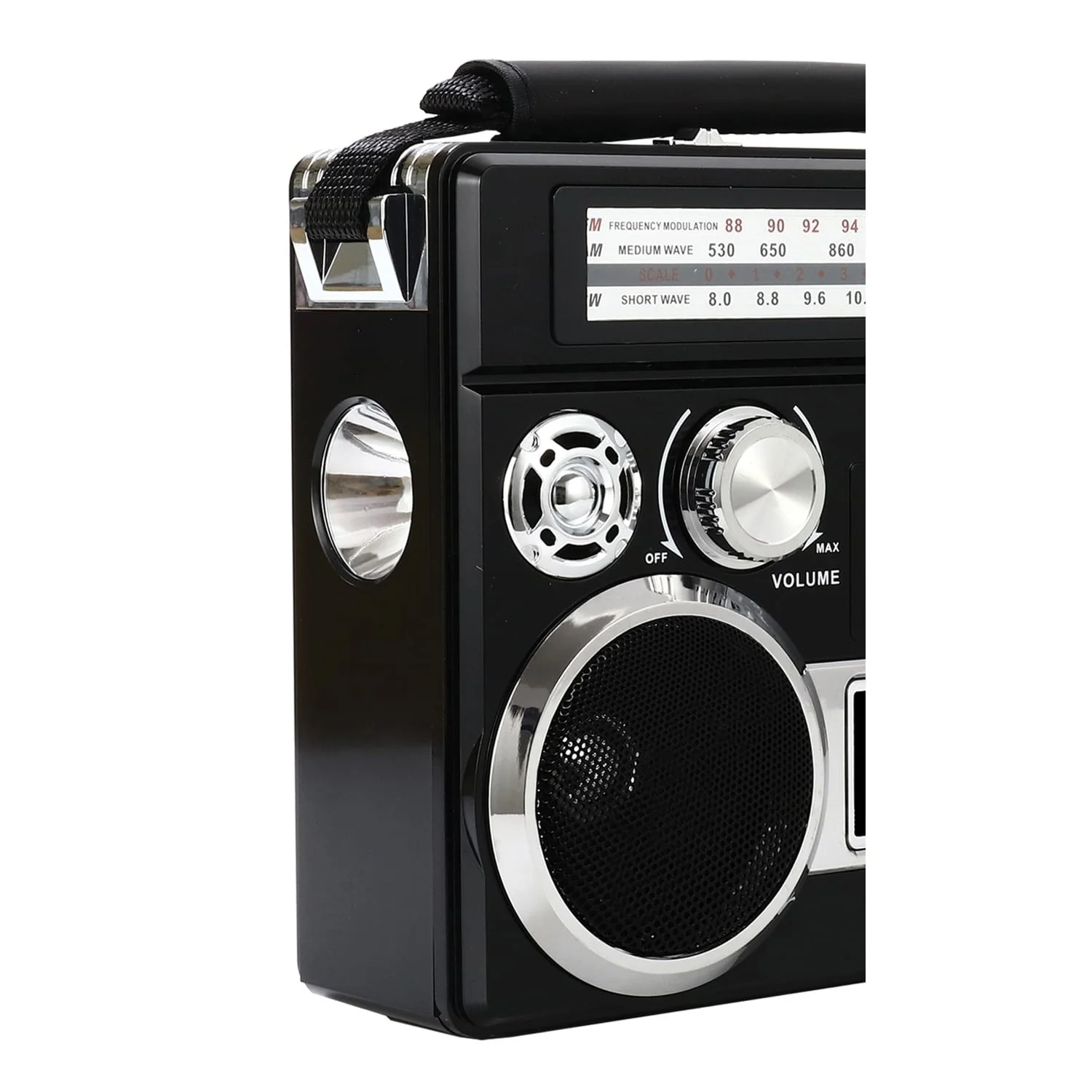 Supersonic Portable 3-Band Radio with Bluetooth and Flashlight, SC-1097BT, Black - Image 4