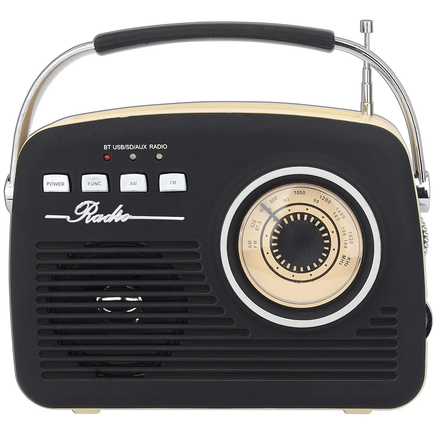 Supersonic Retro Portable AM/FM Radio with Bluetooth, SC-1201, Black