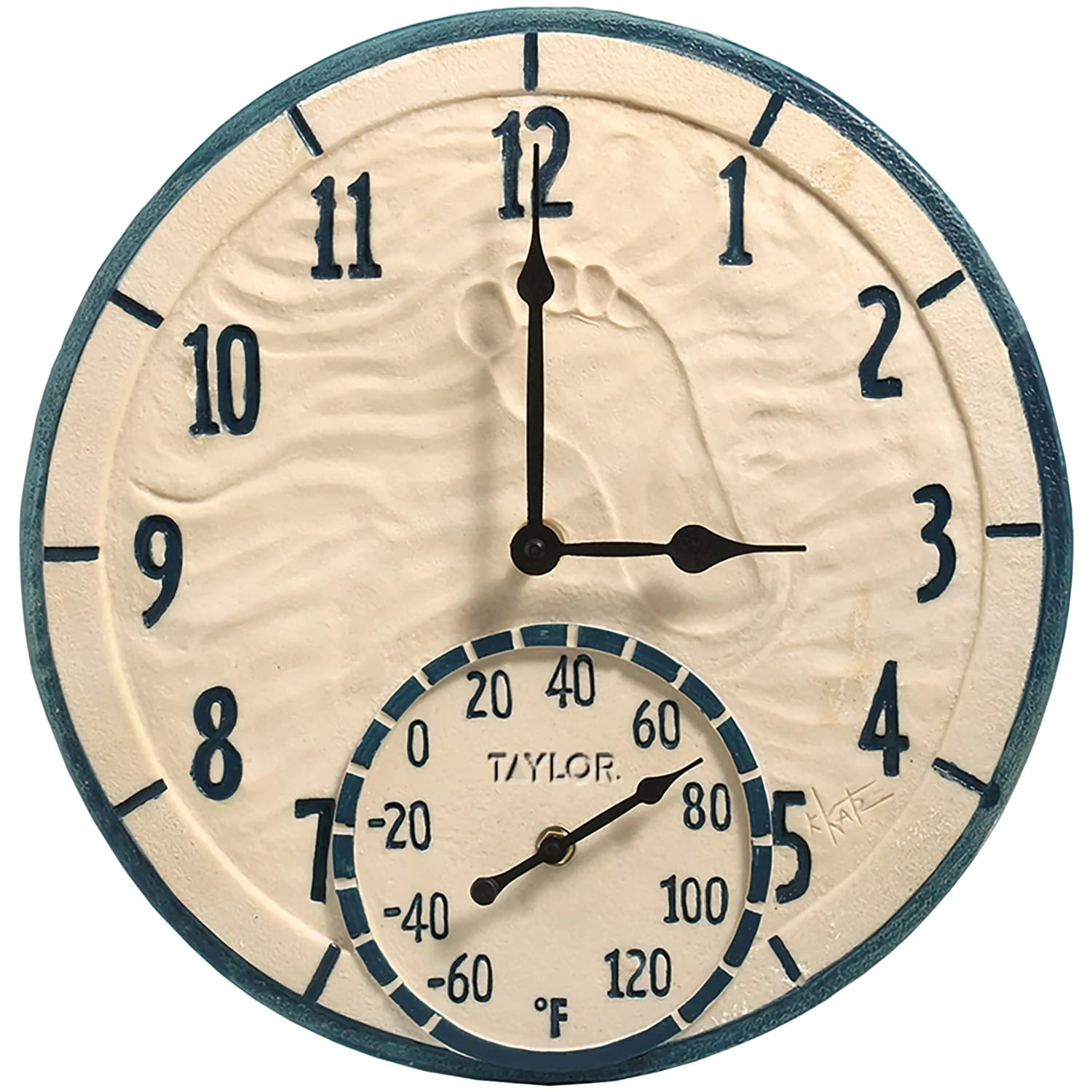 Taylor Precision Products 14-In. Poly-Resin Clock with Thermometer, By the Sea
