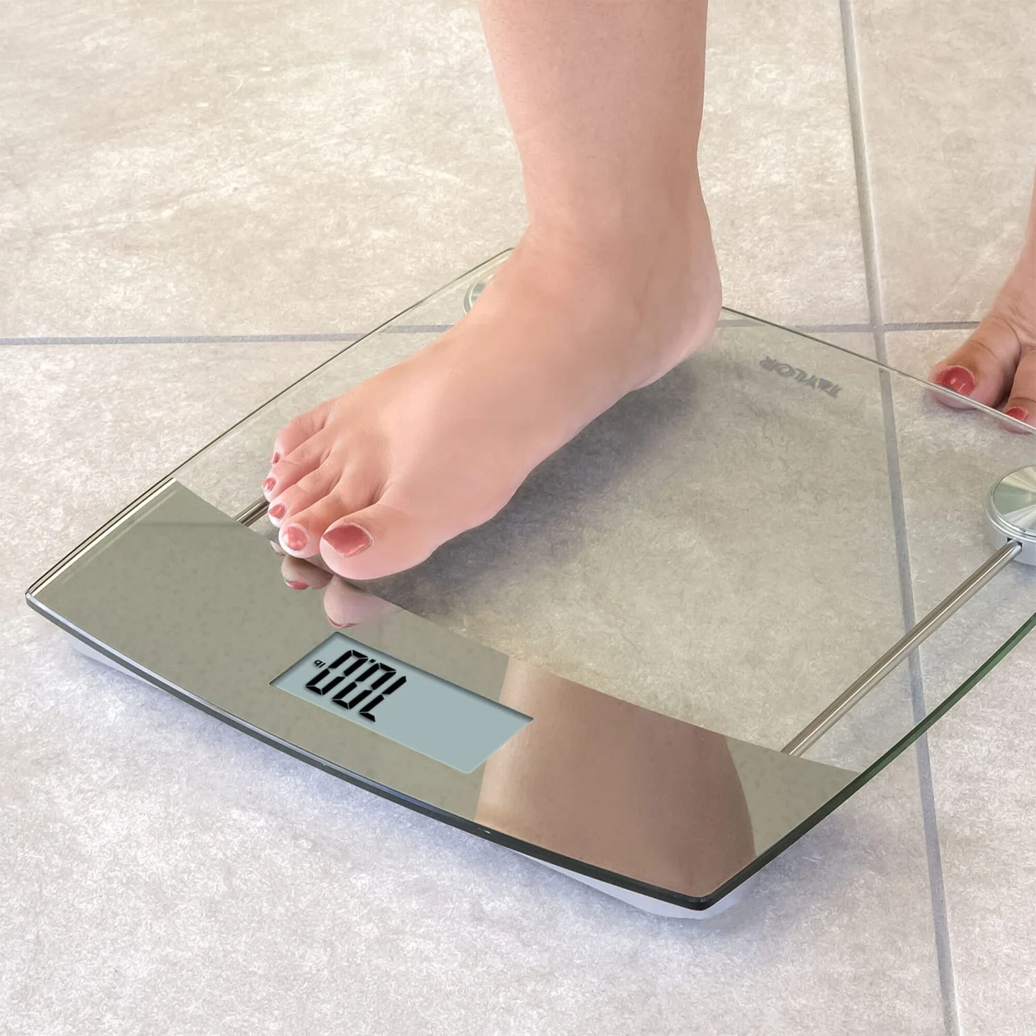 Taylor Precision Products Digital Glass Bathroom Scale with Stainless Steel Accents, 440-Lb. Capacity - Image 3