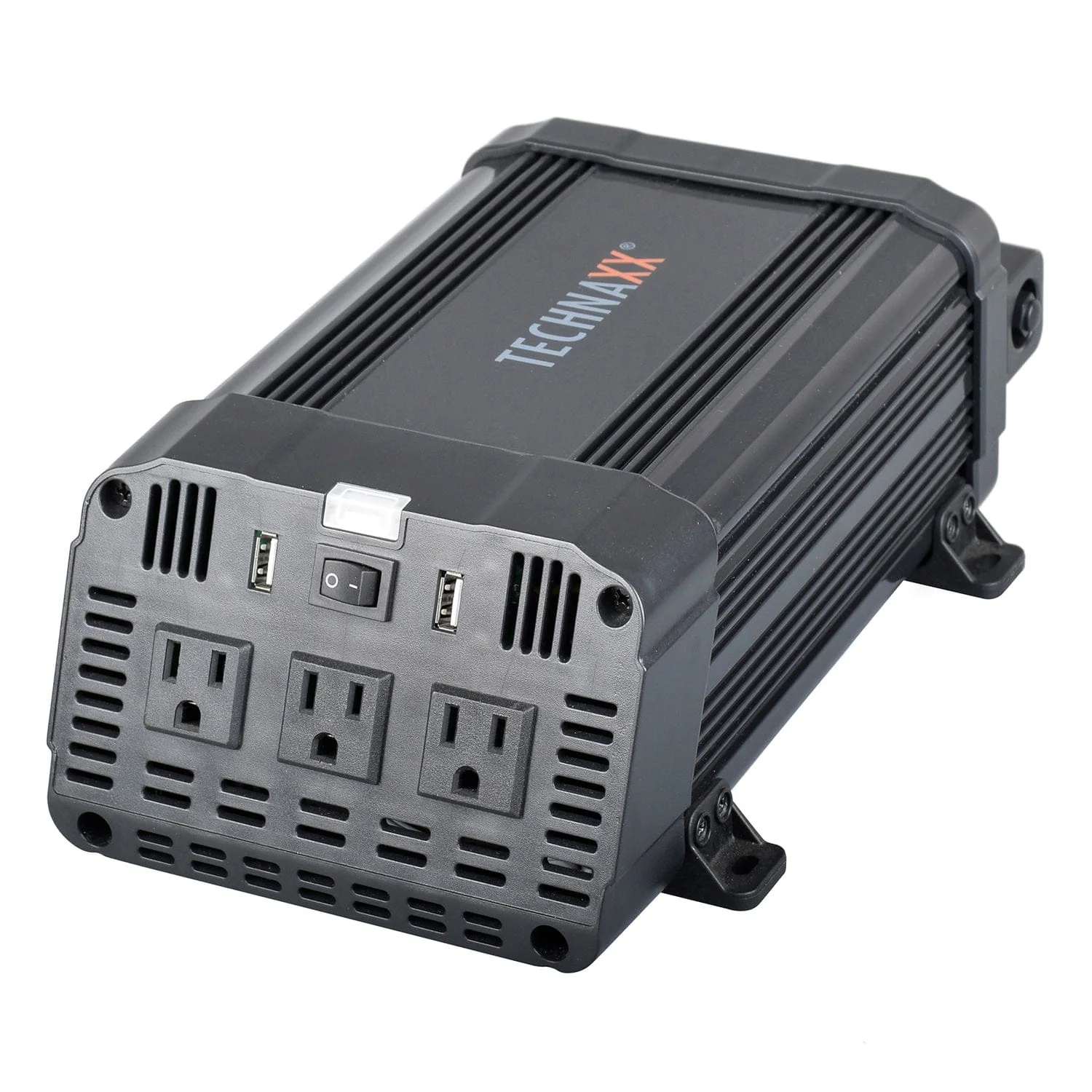 Technaxx 3-AC Outlet and 2-USB Port 1200-Continuous-Watt TE16 Vehicle Power Inverter with Battery Connection Cables, 5044