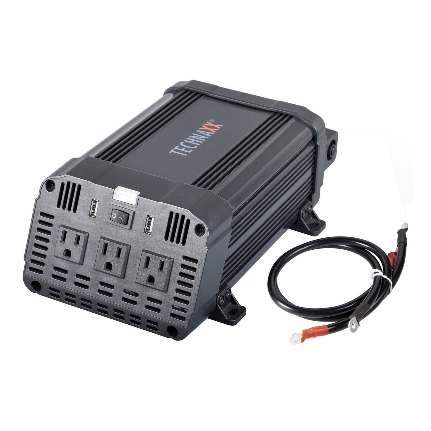 Technaxx 3-AC Outlet and 2-USB Port 1200-Continuous-Watt TE16 Vehicle Power Inverter with Battery Connection Cables, 5044 - Image 2