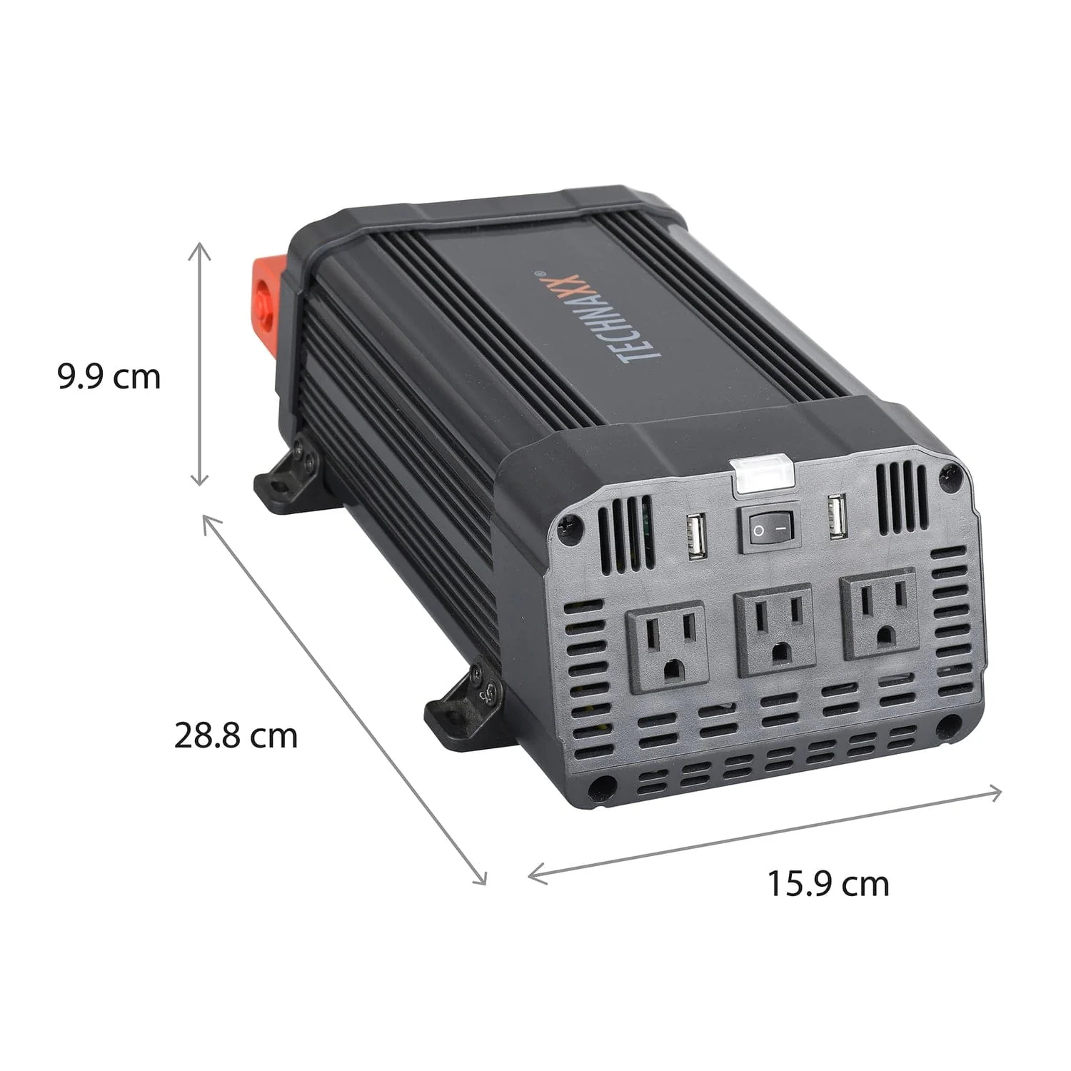 Technaxx 3-AC Outlet and 2-USB Port 1200-Continuous-Watt TE16 Vehicle Power Inverter with Battery Connection Cables, 5044 - Image 5