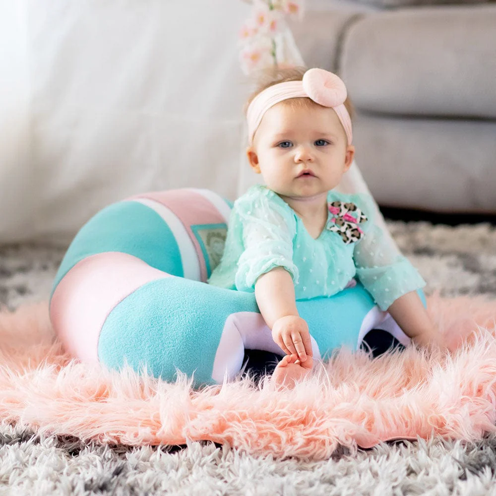 Hugaboo Infant Sitting Chair, Portable, Washable Baby Floor Seat, Cotton Candy - Image 3